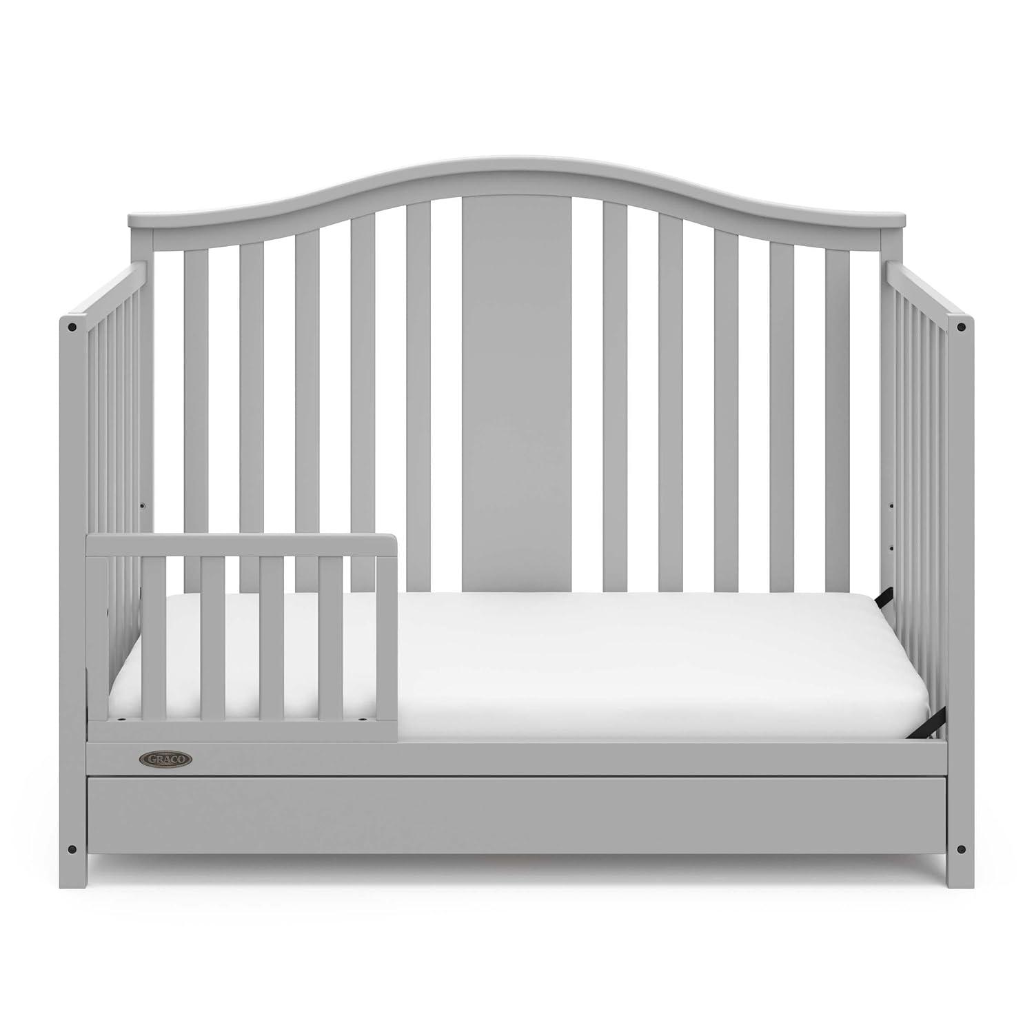 imageGraco Solano 4in1 Convertible Crib with Drawer Combo White GREENGUARD Gold Certified Includes FullSize Nursery Storage Drawer Converts to Toddler Bed and FullSize BedPebble Gray