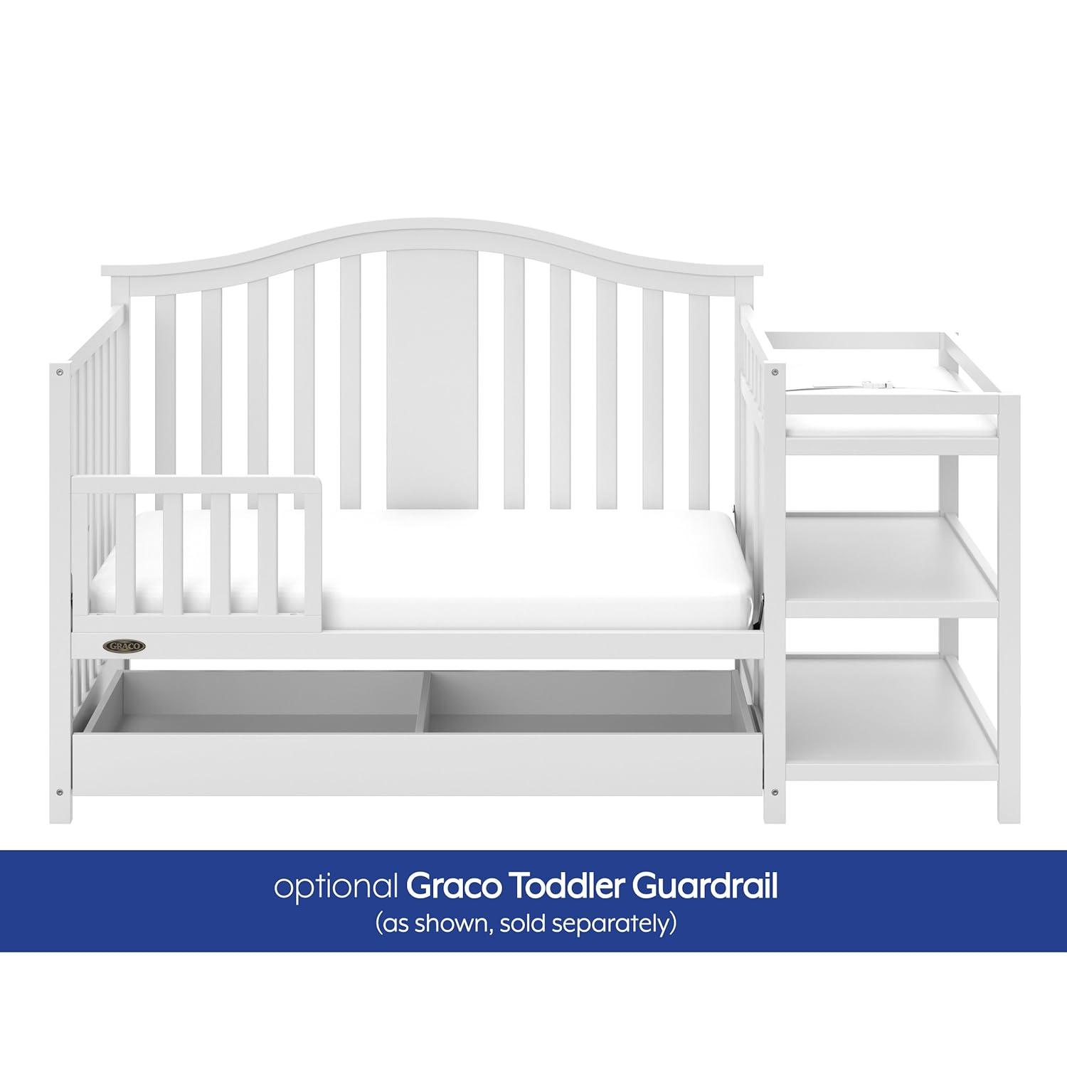 imageGraco Solano 4in1 Convertible Crib with Drawer Combo White GREENGUARD Gold Certified Includes FullSize Nursery Storage Drawer Converts to Toddler Bed and FullSize BedWhite