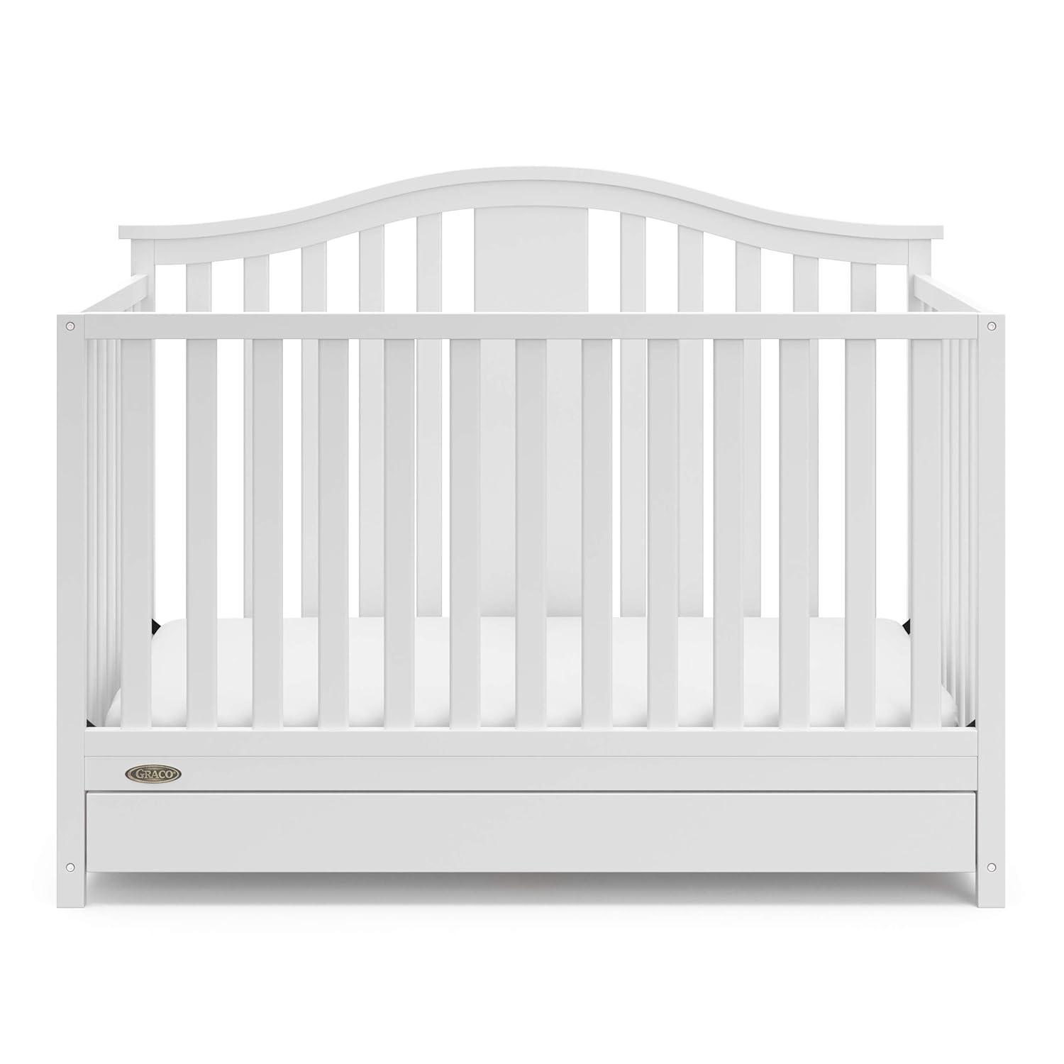 imageGraco Solano 4in1 Convertible Crib with Drawer Combo White GREENGUARD Gold Certified Includes FullSize Nursery Storage Drawer Converts to Toddler Bed and FullSize BedWhite