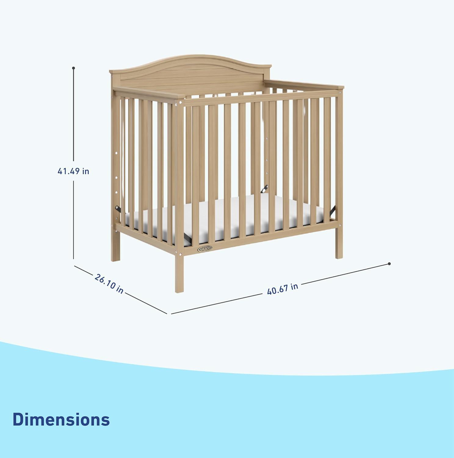 imageGraco Stella 4in1 Convertible Mini Crib with Bonus Mattress White Includes Bonus 275 Inch Thick Mattress with WaterResistant Cover Converts to Twin Bed Ideal Crib for Small SpacesDriftwood