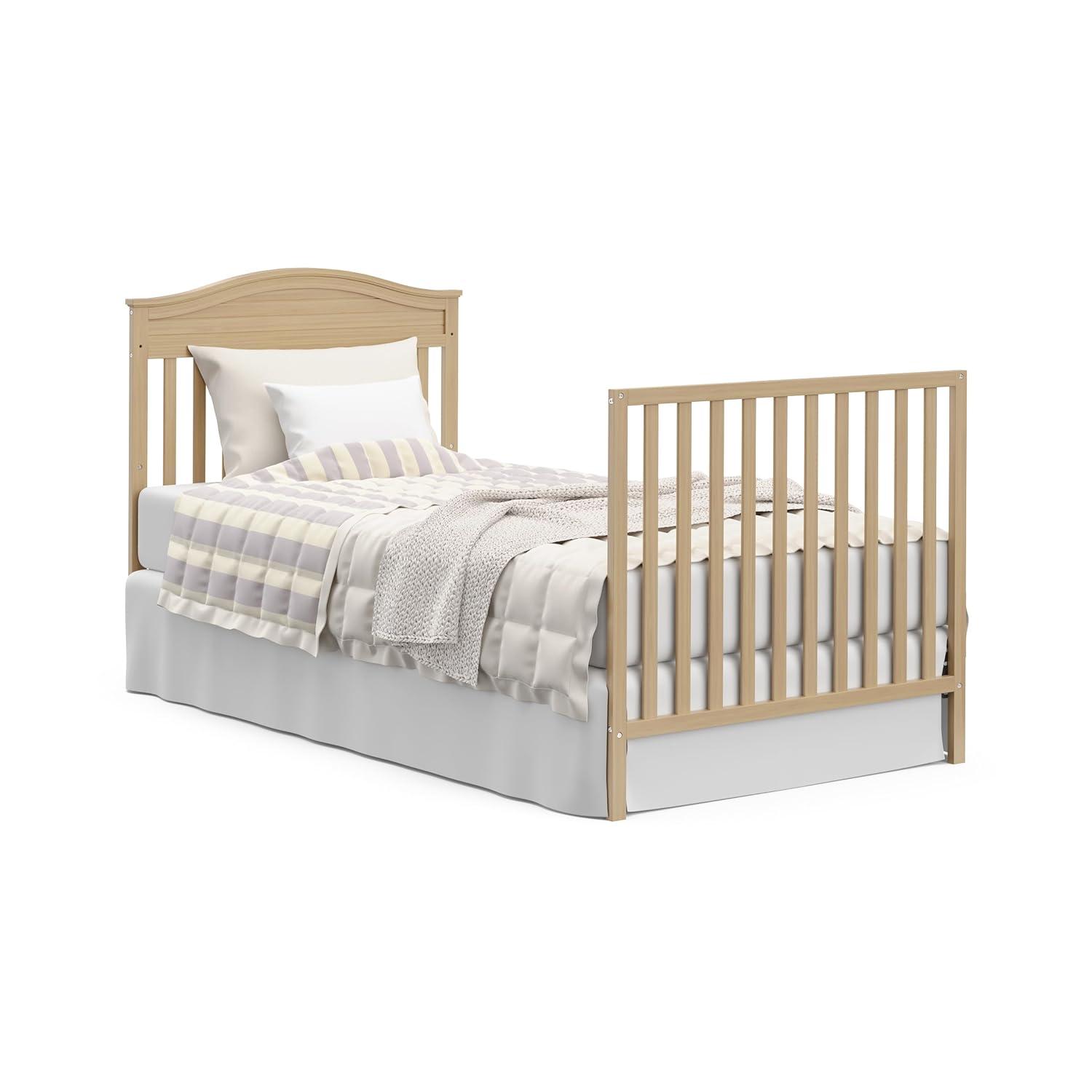 imageGraco Stella 4in1 Convertible Mini Crib with Bonus Mattress White Includes Bonus 275 Inch Thick Mattress with WaterResistant Cover Converts to Twin Bed Ideal Crib for Small SpacesDriftwood