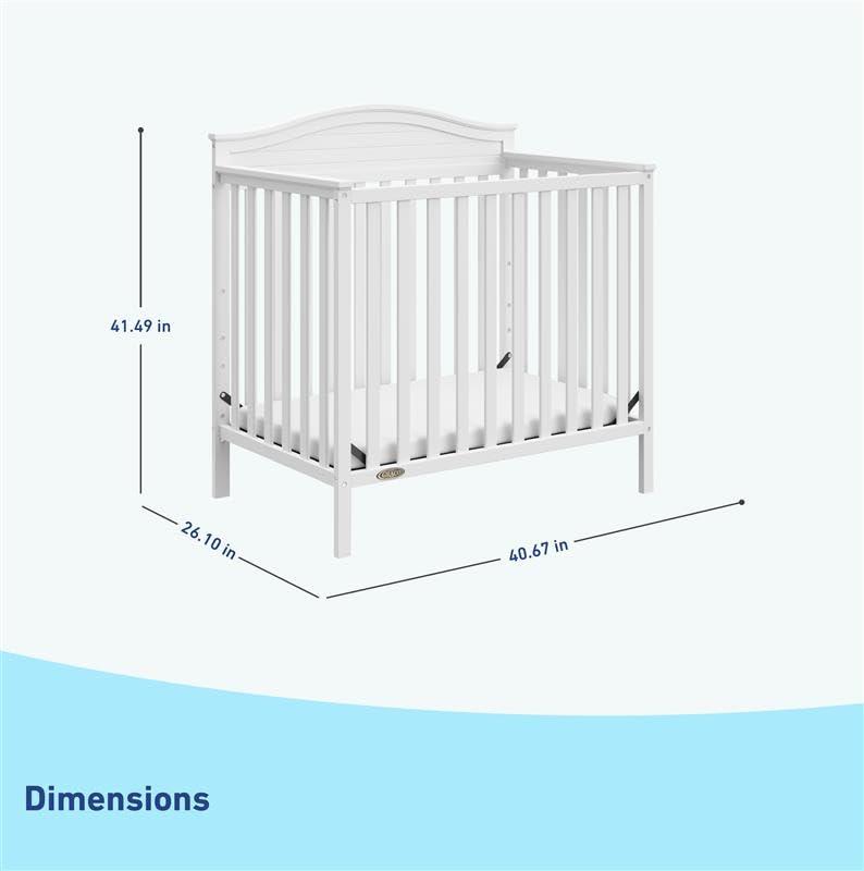 imageGraco Stella 4in1 Convertible Mini Crib with Bonus Mattress White Includes Bonus 275 Inch Thick Mattress with WaterResistant Cover Converts to Twin Bed Ideal Crib for Small SpacesWhite