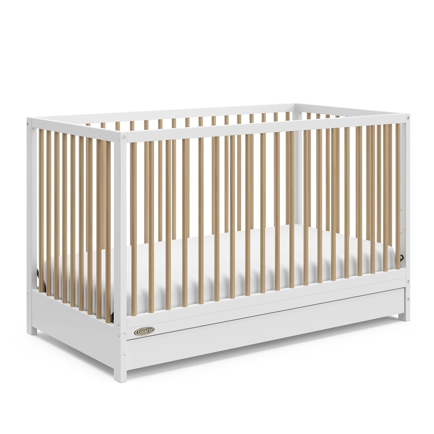 imageGraco Teddi 5in1 Convertible Crib ampamp Changer with Drawer Olive GREENGUARD Gold Certified Baby Crib Crafted from Wood Converts to Toddler Bed Daybed and FullSize BedWhiteDriftwood