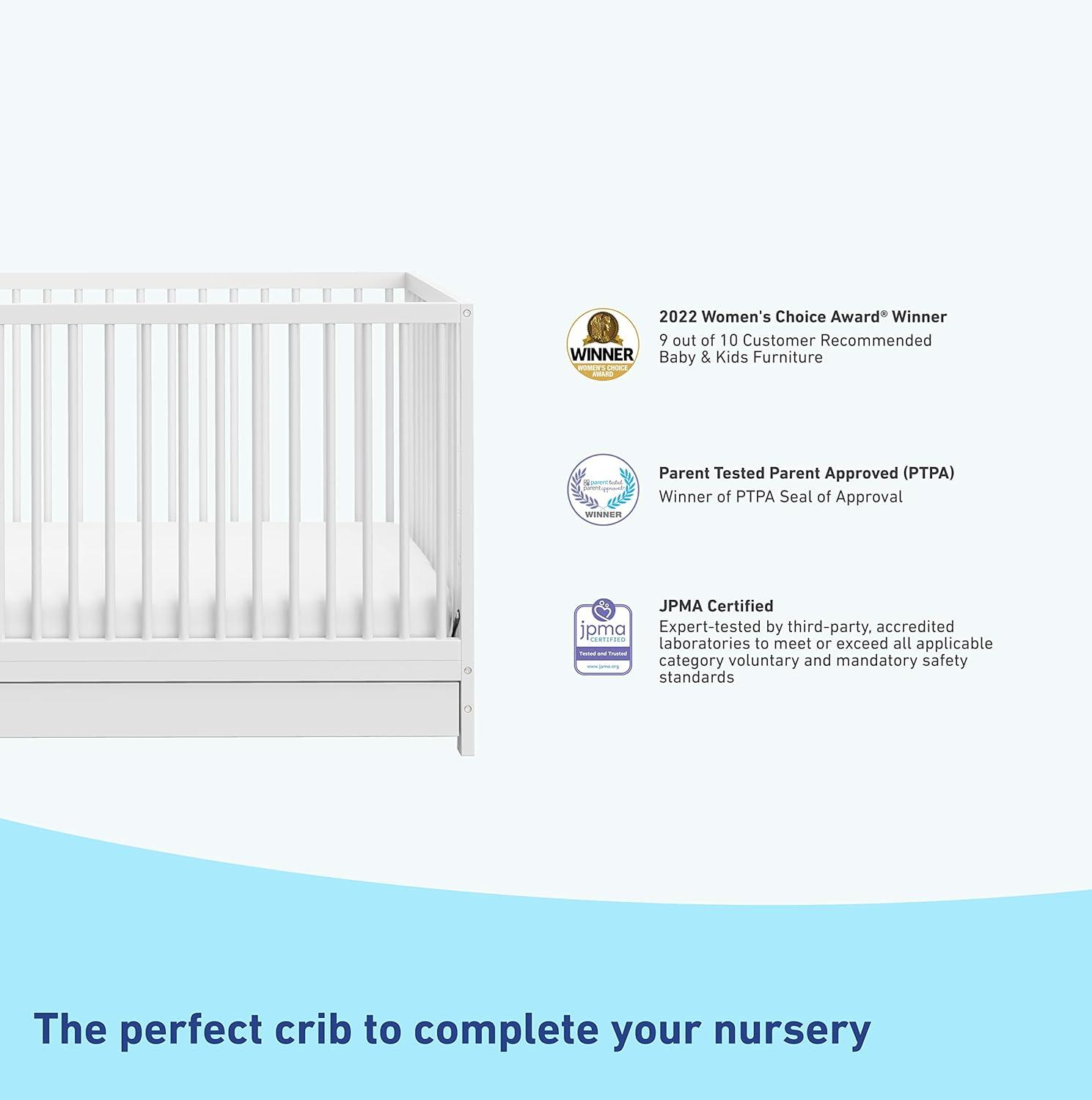 imageGraco Teddi 5in1 Convertible Crib ampamp Changer with Drawer Olive GREENGUARD Gold Certified Baby Crib Crafted from Wood Converts to Toddler Bed Daybed and FullSize BedWhite