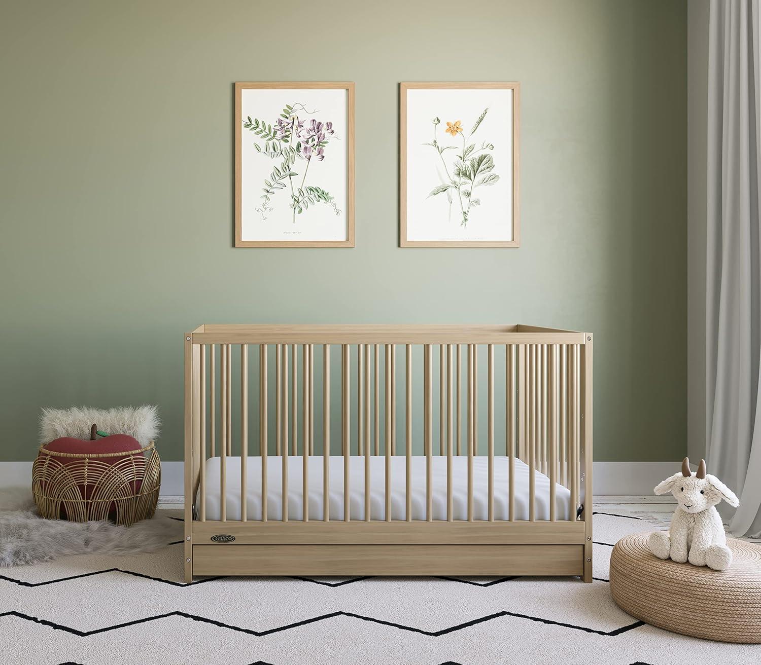 imageGraco Teddi 5in1 Convertible Crib ampamp Changer with Drawer Olive GREENGUARD Gold Certified Baby Crib Crafted from Wood Converts to Toddler Bed Daybed and FullSize BedDriftwood