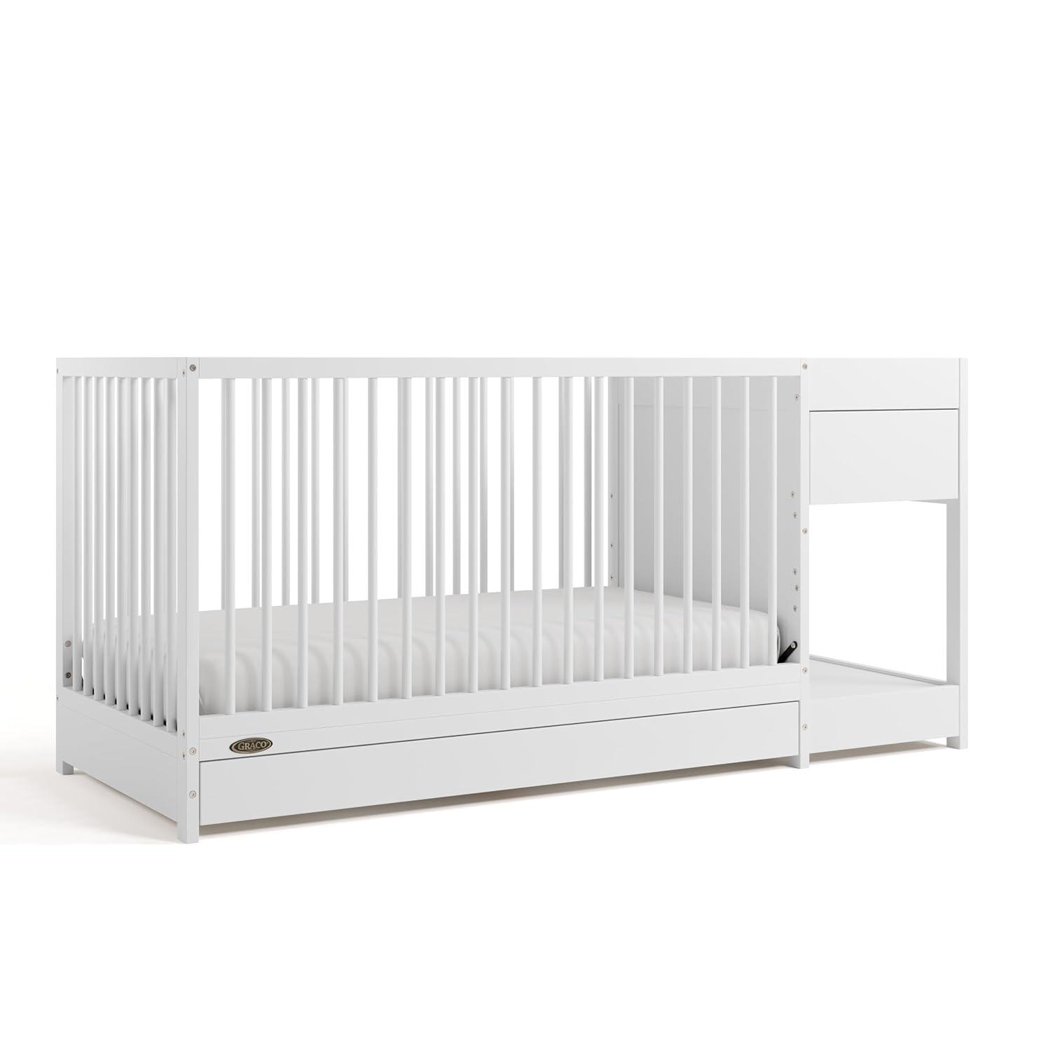 imageGraco Teddi 5in1 Convertible Crib ampamp Changer with Drawer Olive GREENGUARD Gold Certified Baby Crib Crafted from Wood Converts to Toddler Bed Daybed and FullSize BedWhite