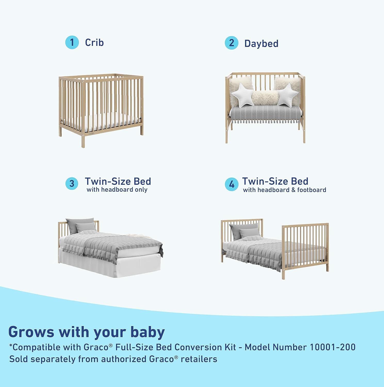 imageGraco Teddi 5in1 Convertible Crib ampamp Changer with Drawer Olive GREENGUARD Gold Certified Baby Crib Crafted from Wood Converts to Toddler Bed Daybed and FullSize BedDriftwood