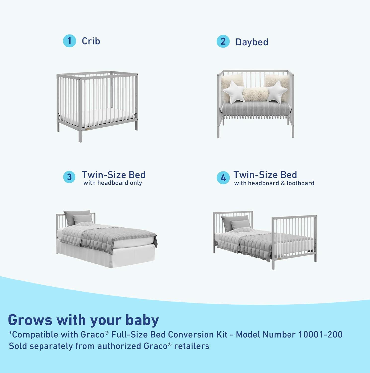 imageGraco Teddi 5in1 Convertible Crib ampamp Changer with Drawer Olive GREENGUARD Gold Certified Baby Crib Crafted from Wood Converts to Toddler Bed Daybed and FullSize BedPebble GrayWhite