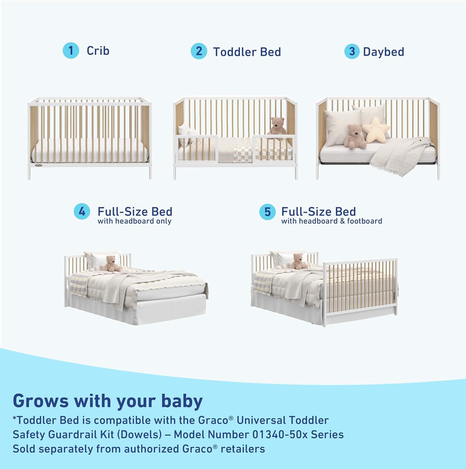 imageGraco Teddi 5in1 Convertible Crib ampamp Changer with Drawer Olive GREENGUARD Gold Certified Baby Crib Crafted from Wood Converts to Toddler Bed Daybed and FullSize BedWhiteDriftwood