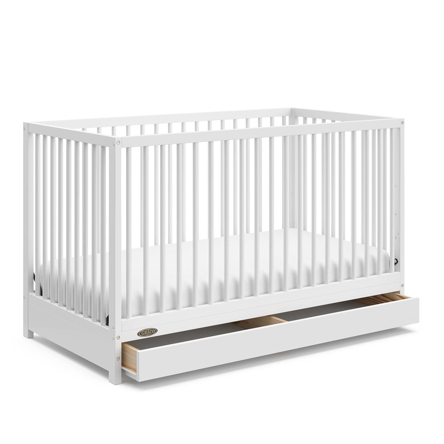 imageGraco Teddi 5in1 Convertible Crib ampamp Changer with Drawer Olive GREENGUARD Gold Certified Baby Crib Crafted from Wood Converts to Toddler Bed Daybed and FullSize BedWhite