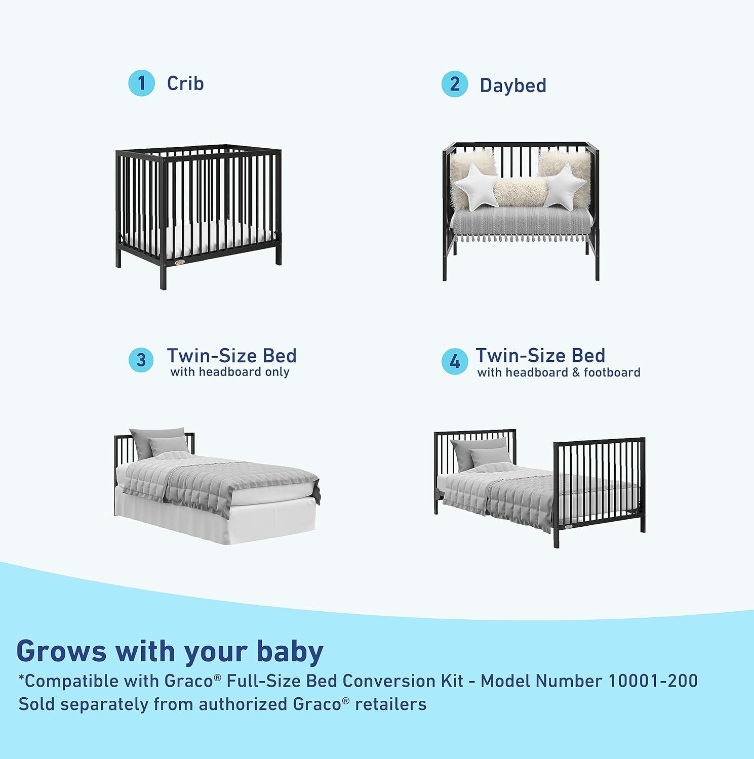 imageGraco Teddi 5in1 Convertible Crib ampamp Changer with Drawer Olive GREENGUARD Gold Certified Baby Crib Crafted from Wood Converts to Toddler Bed Daybed and FullSize BedBlack
