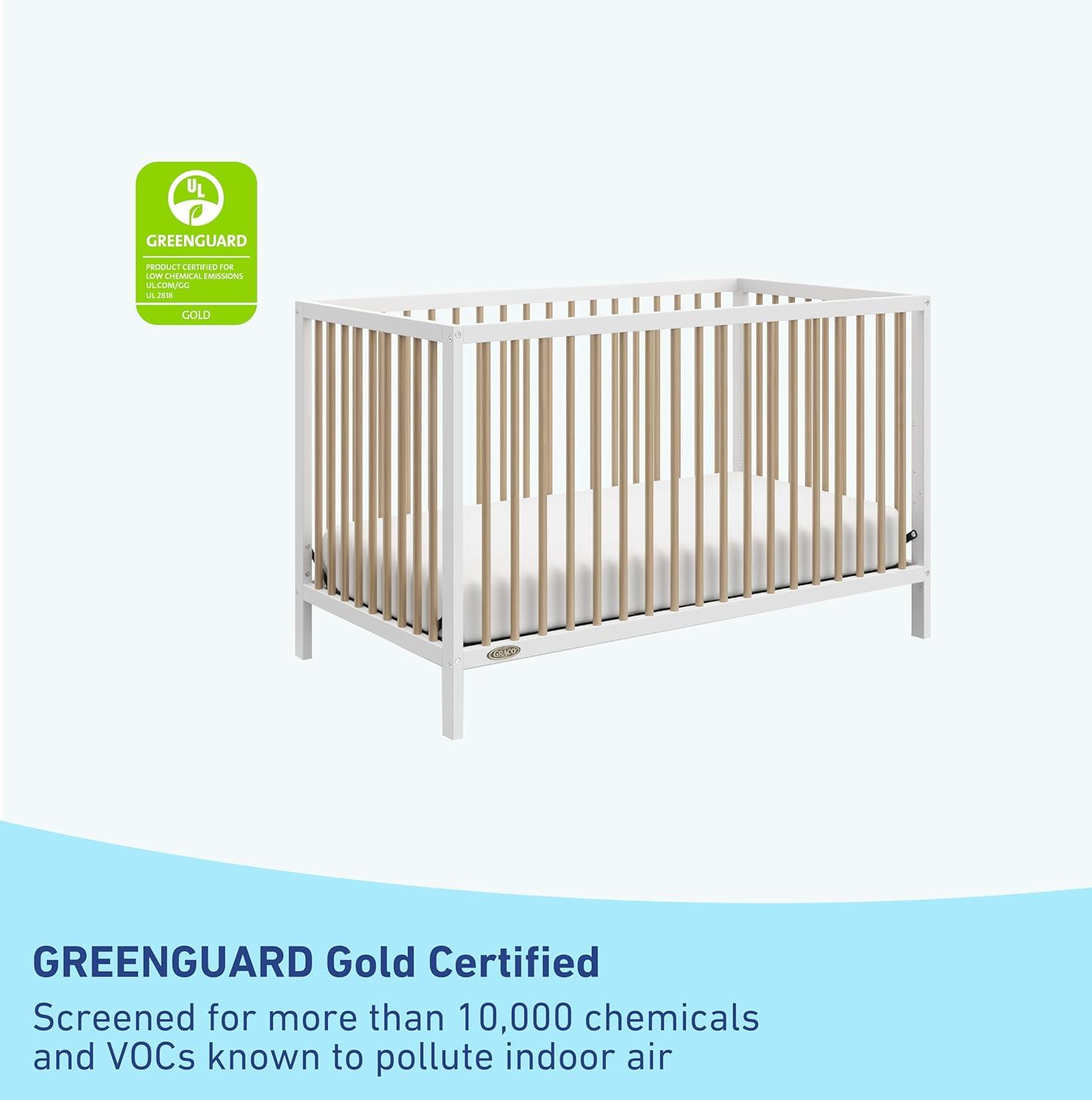 imageGraco Teddi 5in1 Convertible Crib ampamp Changer with Drawer Olive GREENGUARD Gold Certified Baby Crib Crafted from Wood Converts to Toddler Bed Daybed and FullSize BedWhiteDriftwood
