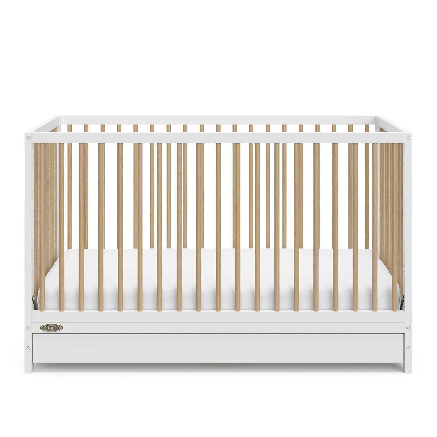 imageGraco Teddi 5in1 Convertible Crib ampamp Changer with Drawer Olive GREENGUARD Gold Certified Baby Crib Crafted from Wood Converts to Toddler Bed Daybed and FullSize BedWhiteDriftwood