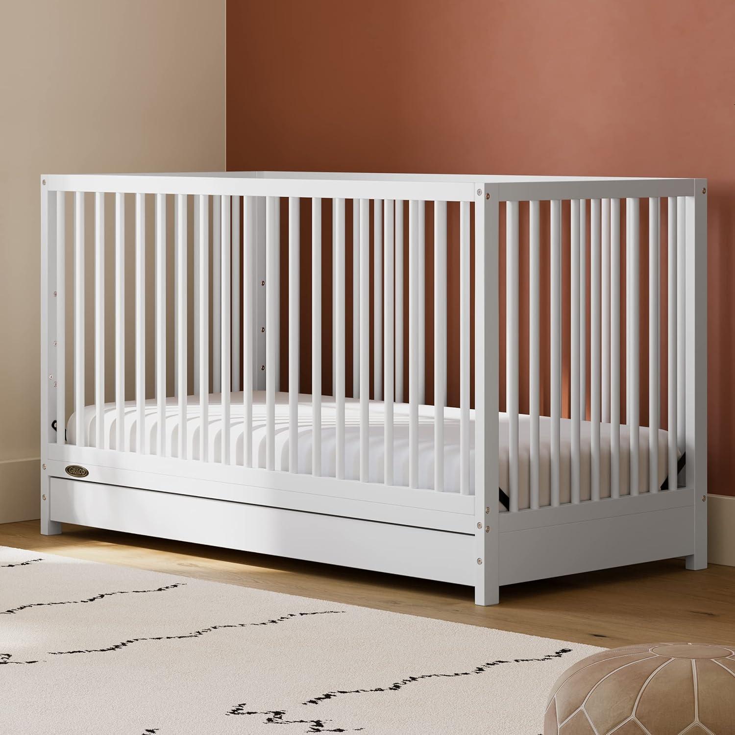imageGraco Teddi 5in1 Convertible Crib ampamp Changer with Drawer Olive GREENGUARD Gold Certified Baby Crib Crafted from Wood Converts to Toddler Bed Daybed and FullSize BedWhite