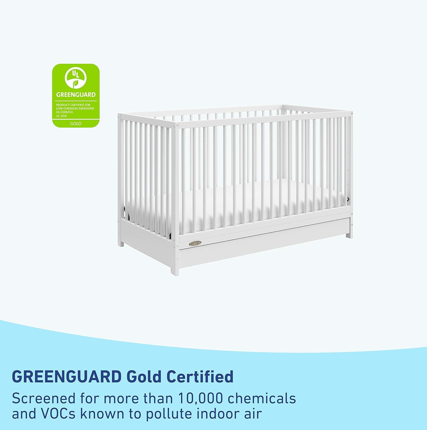 imageGraco Teddi 5in1 Convertible Crib ampamp Changer with Drawer Olive GREENGUARD Gold Certified Baby Crib Crafted from Wood Converts to Toddler Bed Daybed and FullSize BedWhite