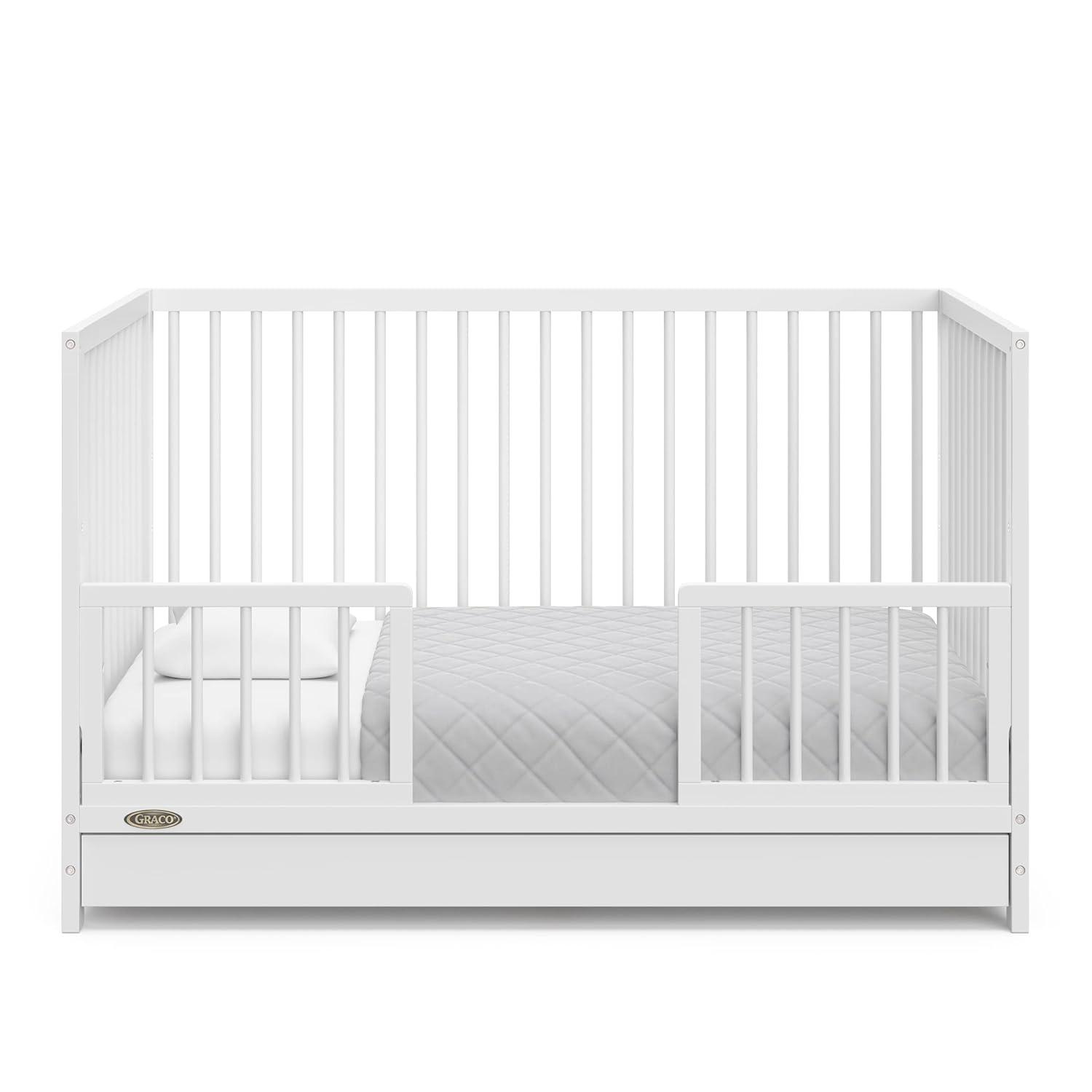 imageGraco Teddi 5in1 Convertible Crib ampamp Changer with Drawer Olive GREENGUARD Gold Certified Baby Crib Crafted from Wood Converts to Toddler Bed Daybed and FullSize BedWhite