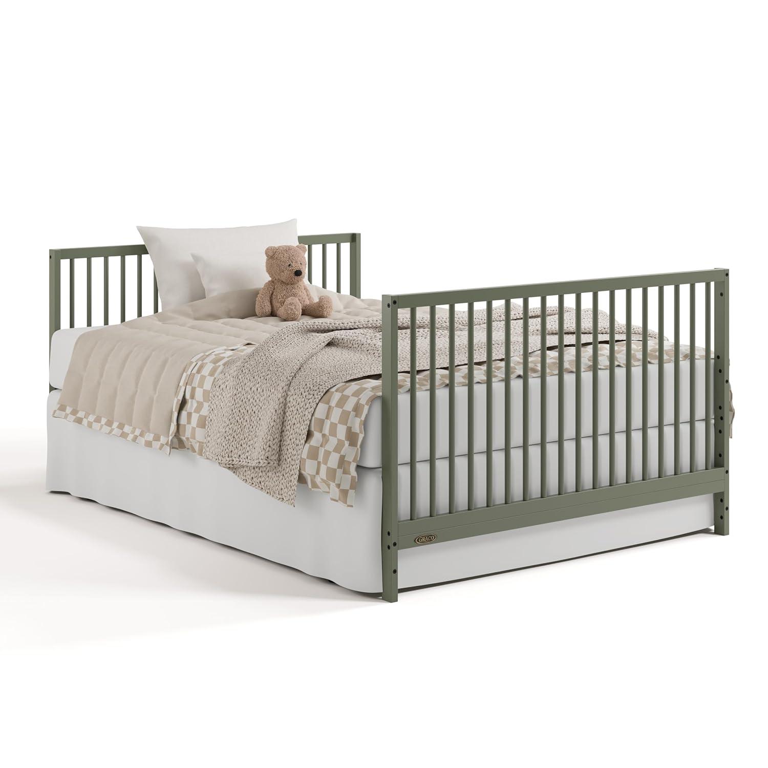 imageGraco Teddi 5in1 Convertible Crib ampamp Changer with Drawer Olive GREENGUARD Gold Certified Baby Crib Crafted from Wood Converts to Toddler Bed Daybed and FullSize BedOlive