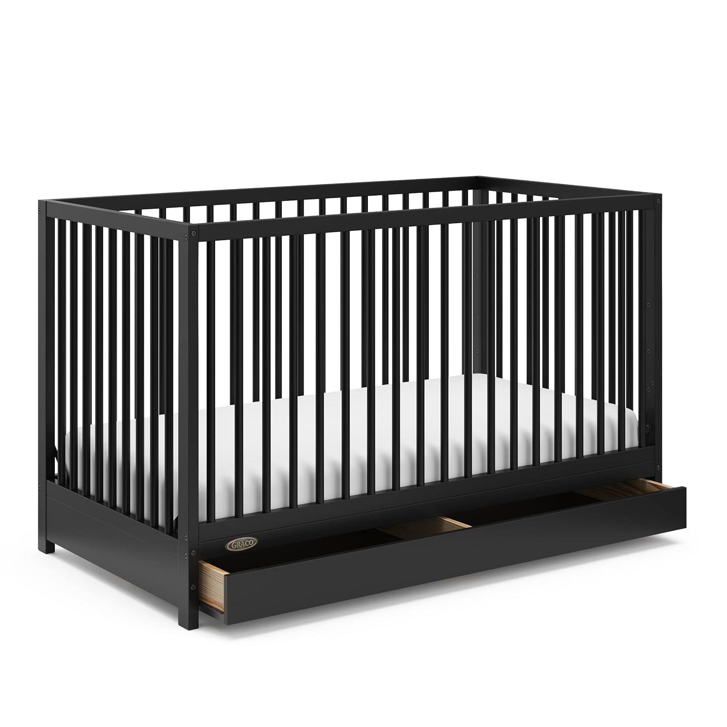 imageGraco Teddi 5in1 Convertible Crib ampamp Changer with Drawer Olive GREENGUARD Gold Certified Baby Crib Crafted from Wood Converts to Toddler Bed Daybed and FullSize BedBlack