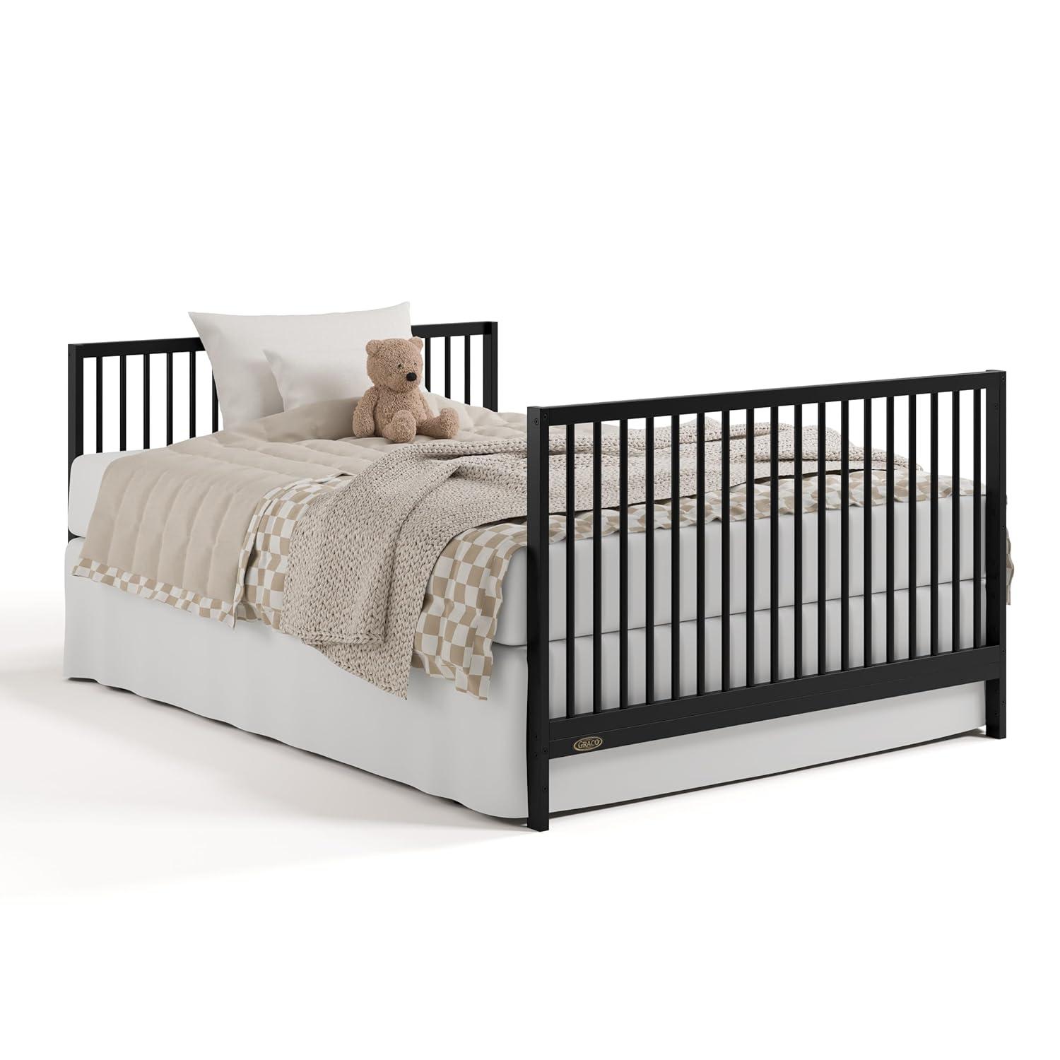imageGraco Teddi 5in1 Convertible Crib ampamp Changer with Drawer Olive GREENGUARD Gold Certified Baby Crib Crafted from Wood Converts to Toddler Bed Daybed and FullSize BedBlack