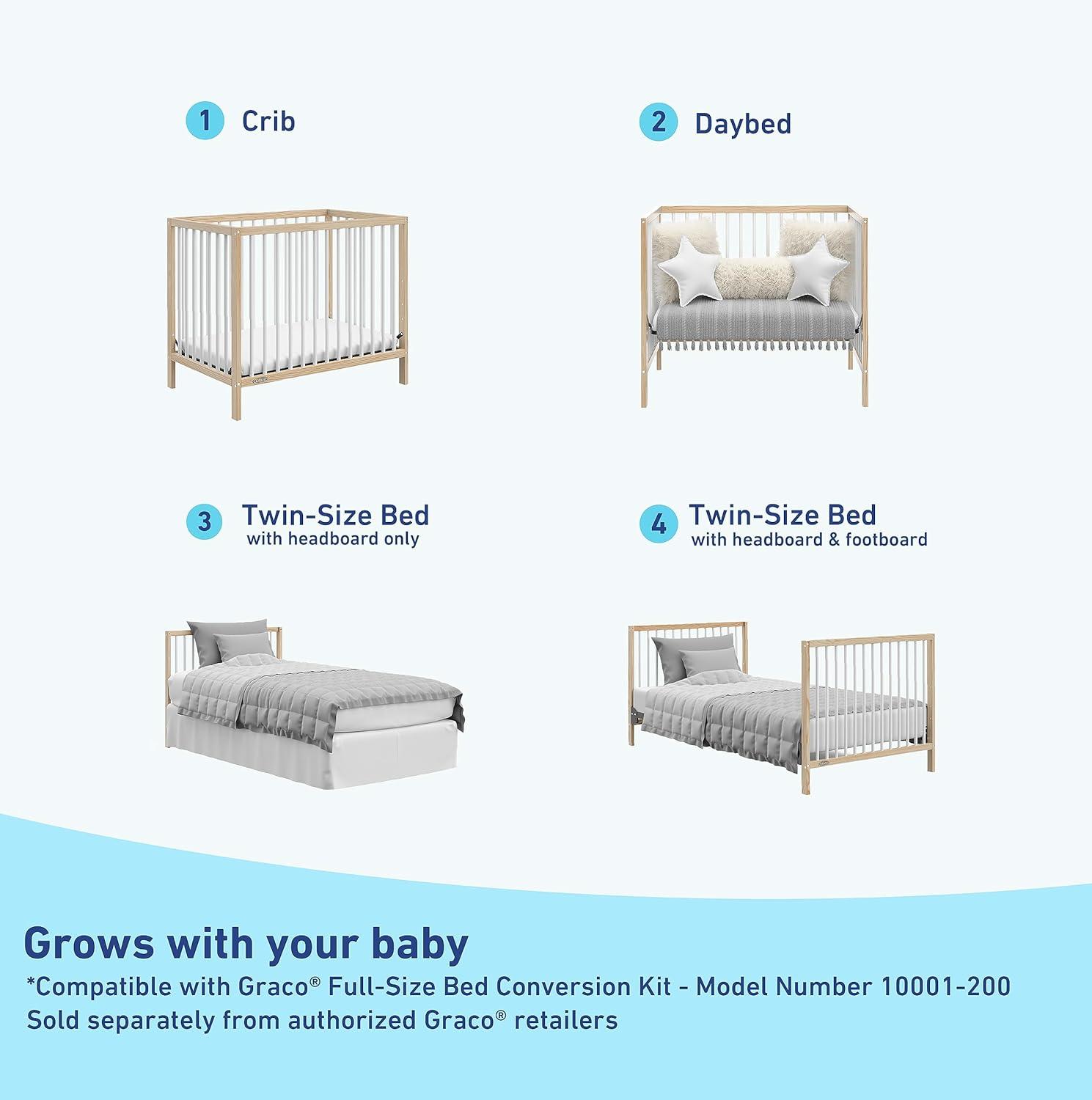 imageGraco Teddi 5in1 Convertible Crib ampamp Changer with Drawer Olive GREENGUARD Gold Certified Baby Crib Crafted from Wood Converts to Toddler Bed Daybed and FullSize BedNaturalWhite