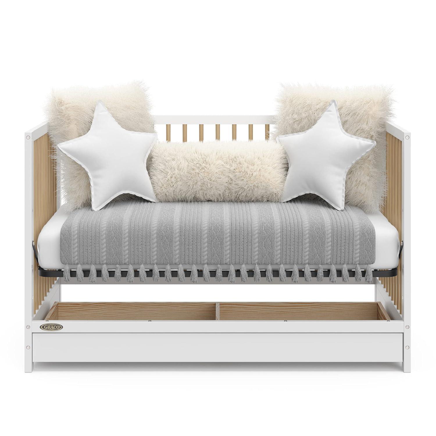 imageGraco Teddi 5in1 Convertible Crib ampamp Changer with Drawer Olive GREENGUARD Gold Certified Baby Crib Crafted from Wood Converts to Toddler Bed Daybed and FullSize BedWhiteDriftwood