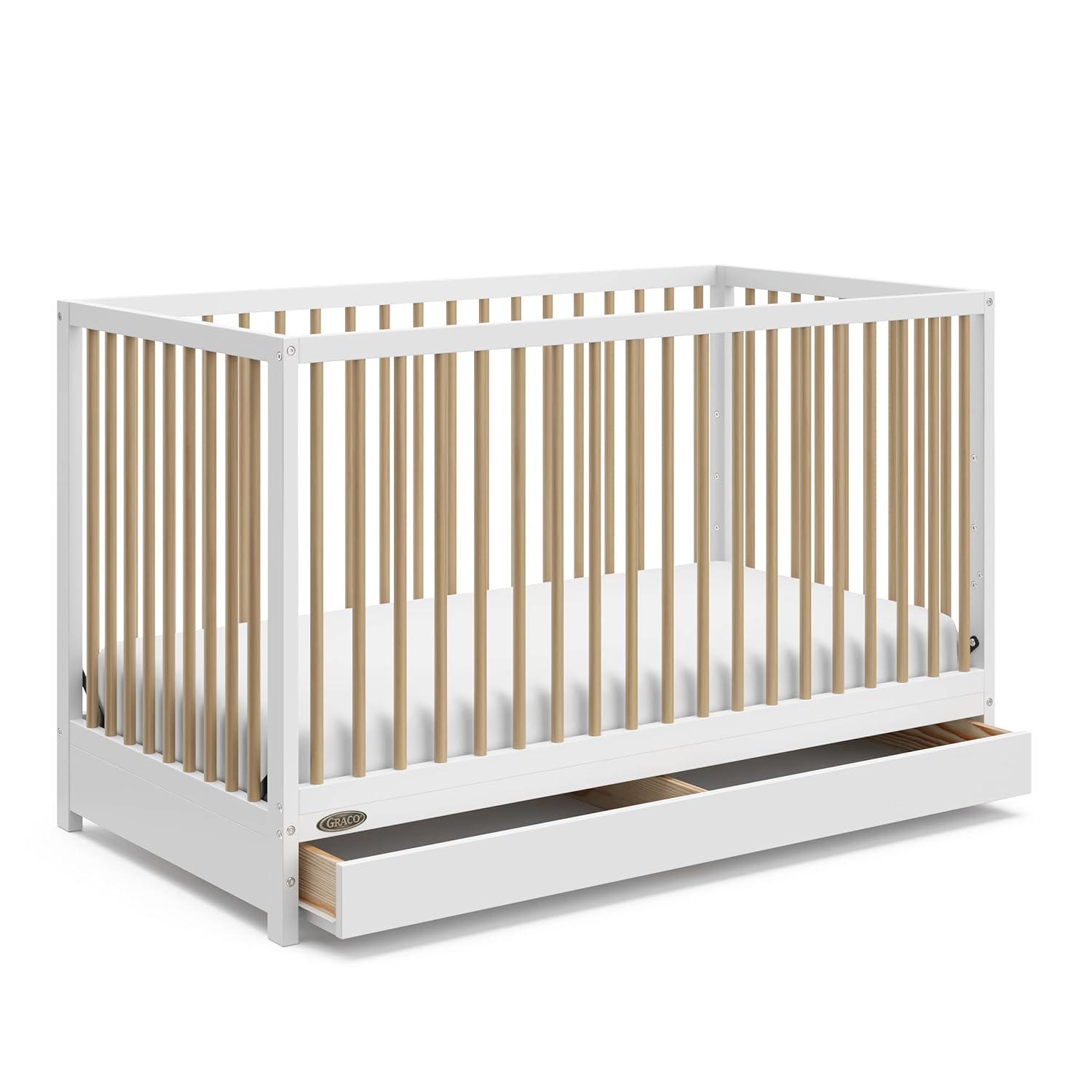 imageGraco Teddi 5in1 Convertible Crib ampamp Changer with Drawer Olive GREENGUARD Gold Certified Baby Crib Crafted from Wood Converts to Toddler Bed Daybed and FullSize BedWhiteDriftwood