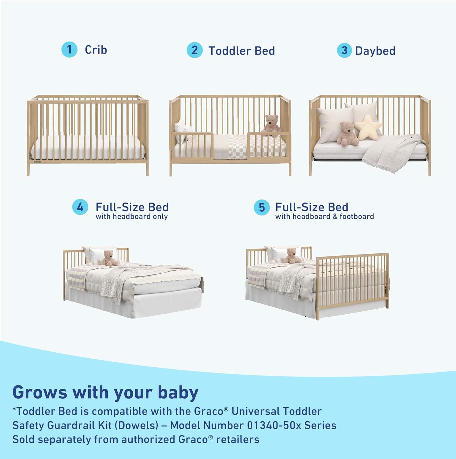 imageGraco Teddi 5in1 Convertible Crib ampamp Changer with Drawer Olive GREENGUARD Gold Certified Baby Crib Crafted from Wood Converts to Toddler Bed Daybed and FullSize BedDriftwood