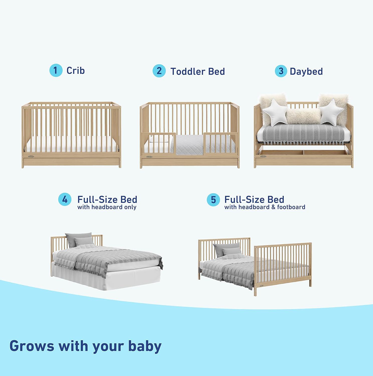 imageGraco Teddi 5in1 Convertible Crib ampamp Changer with Drawer Olive GREENGUARD Gold Certified Baby Crib Crafted from Wood Converts to Toddler Bed Daybed and FullSize BedDriftwood