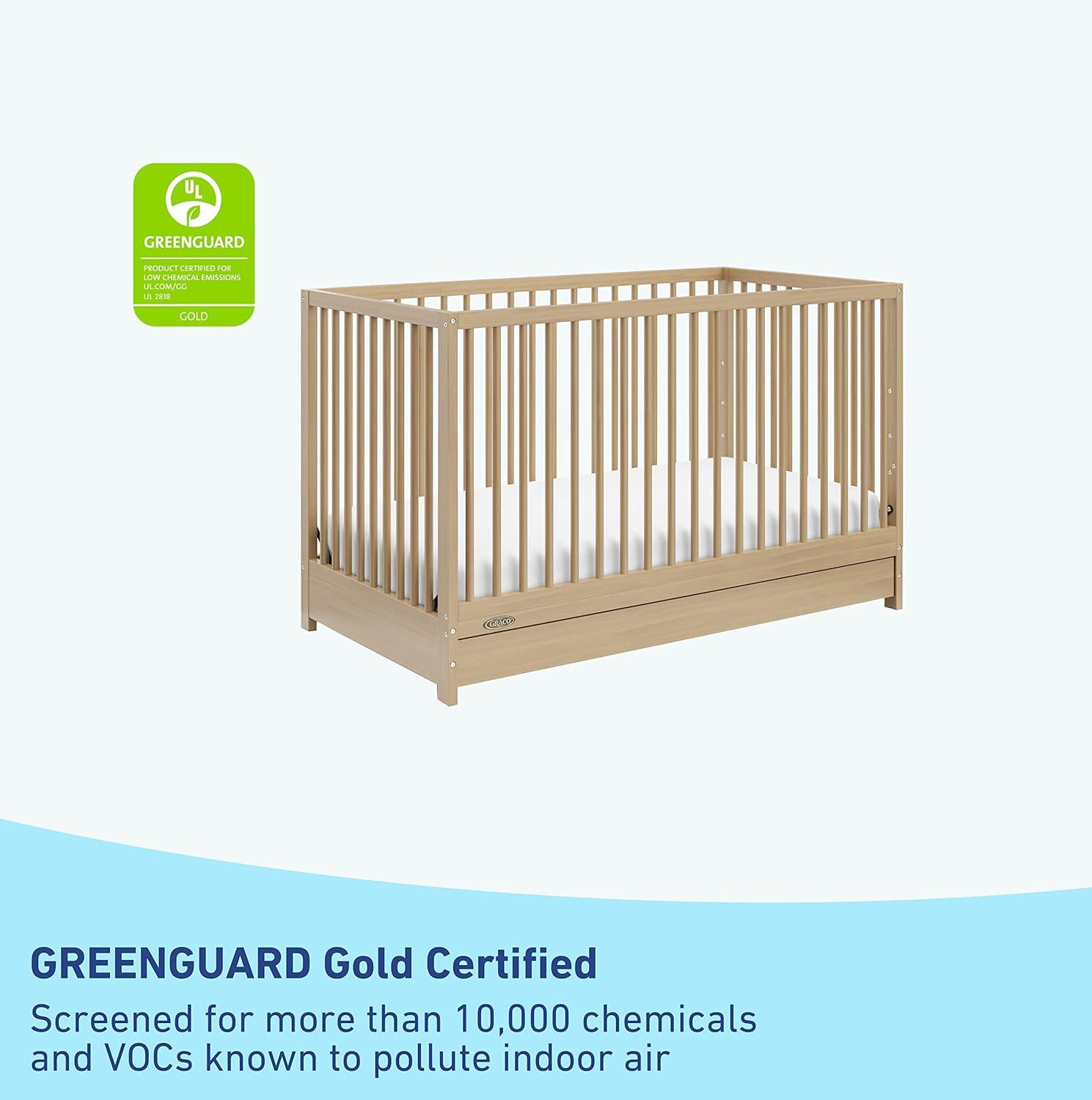 imageGraco Teddi 5in1 Convertible Crib ampamp Changer with Drawer Olive GREENGUARD Gold Certified Baby Crib Crafted from Wood Converts to Toddler Bed Daybed and FullSize BedDriftwood