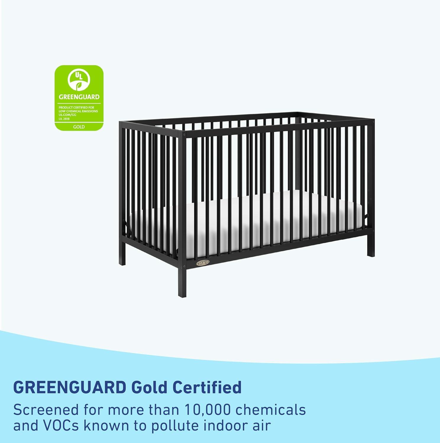 imageGraco Teddi 5in1 Convertible Crib ampamp Changer with Drawer Olive GREENGUARD Gold Certified Baby Crib Crafted from Wood Converts to Toddler Bed Daybed and FullSize BedBlack