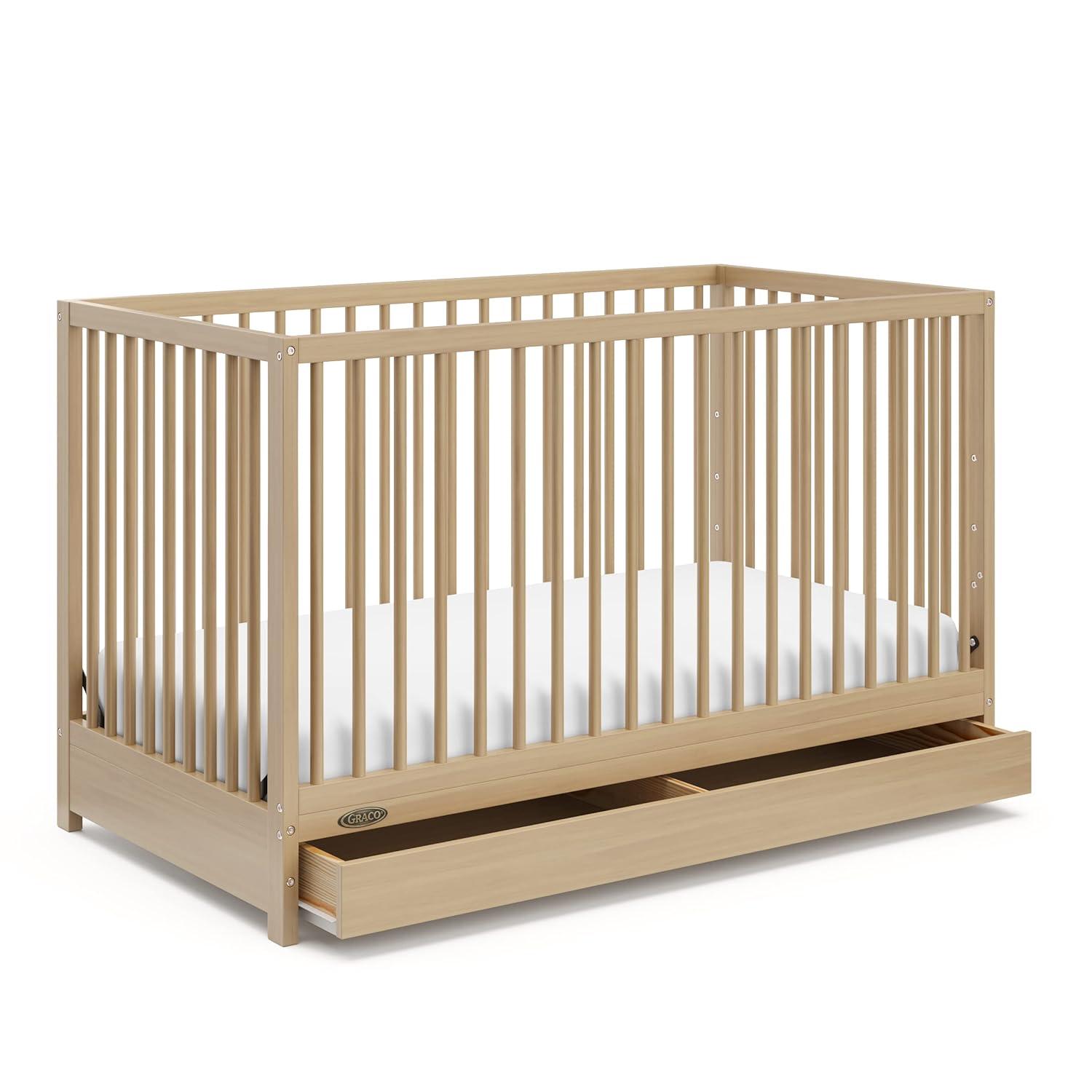 imageGraco Teddi 5in1 Convertible Crib ampamp Changer with Drawer Olive GREENGUARD Gold Certified Baby Crib Crafted from Wood Converts to Toddler Bed Daybed and FullSize BedDriftwood