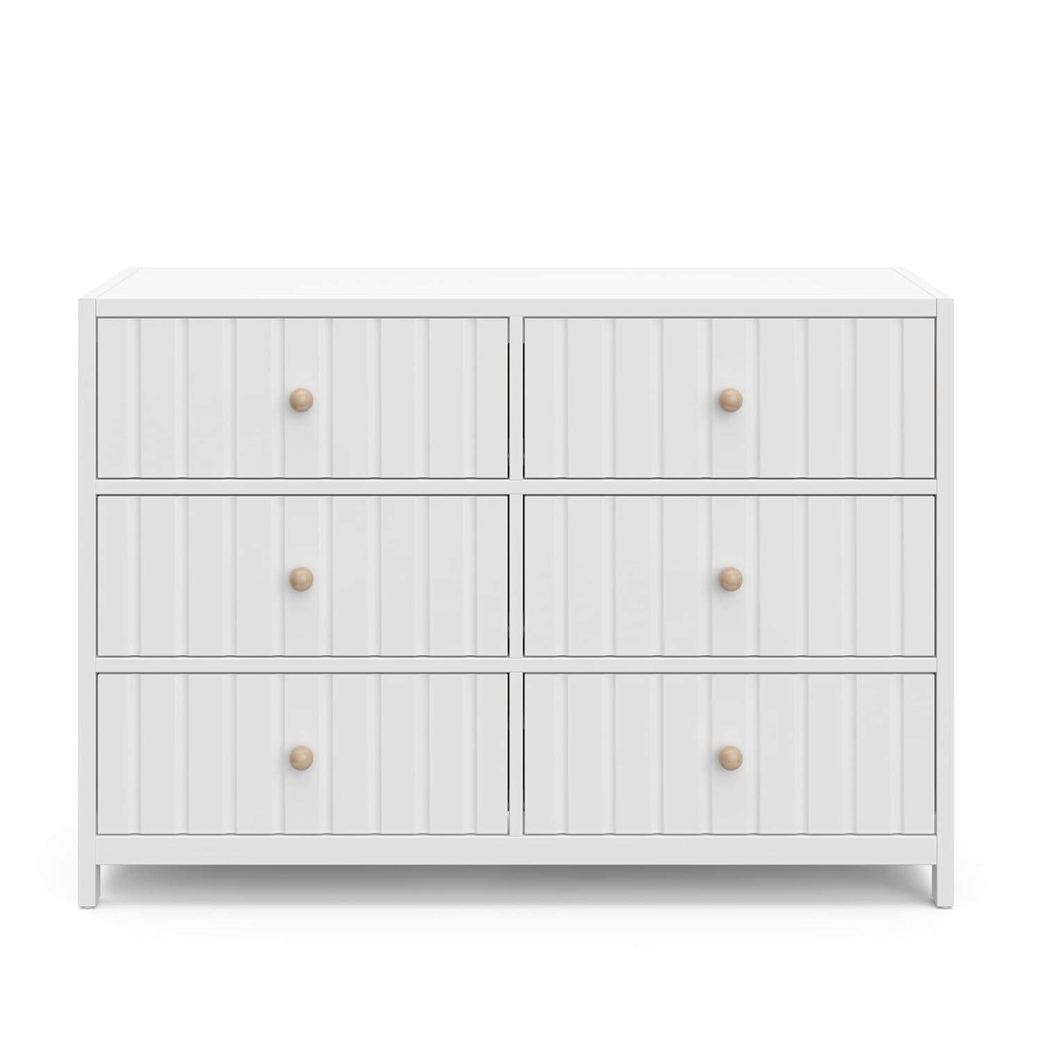 imageGraco Teddi 6 Drawer Double Dresser Olive GREENGUARD Gold Certified Interlocking Drawer System PreInstalled Drawer Tracks Includes Two Sets of Knobs for PersonalizationWhite