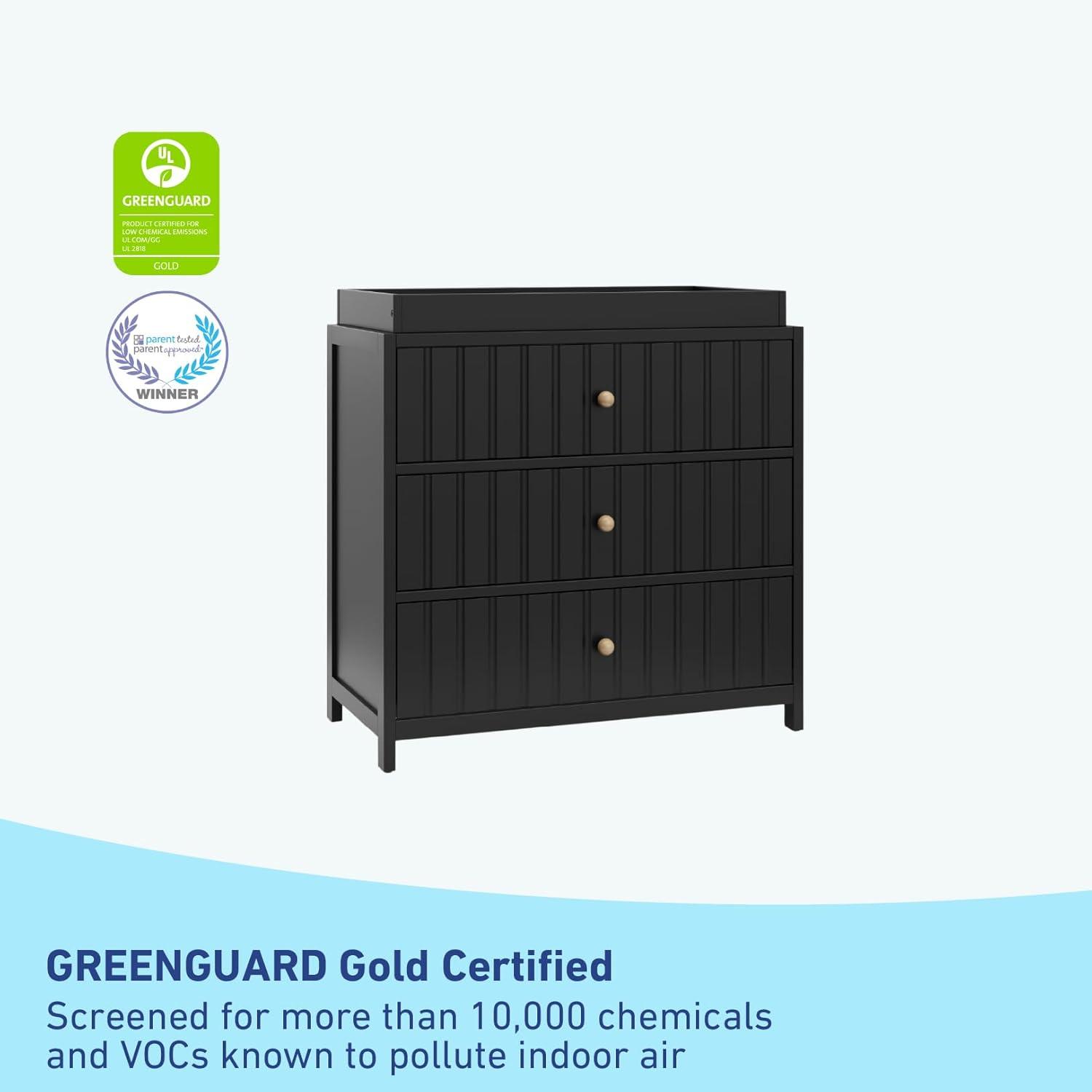 imageGraco Teddi 6 Drawer Double Dresser Olive GREENGUARD Gold Certified Interlocking Drawer System PreInstalled Drawer Tracks Includes Two Sets of Knobs for PersonalizationBlack