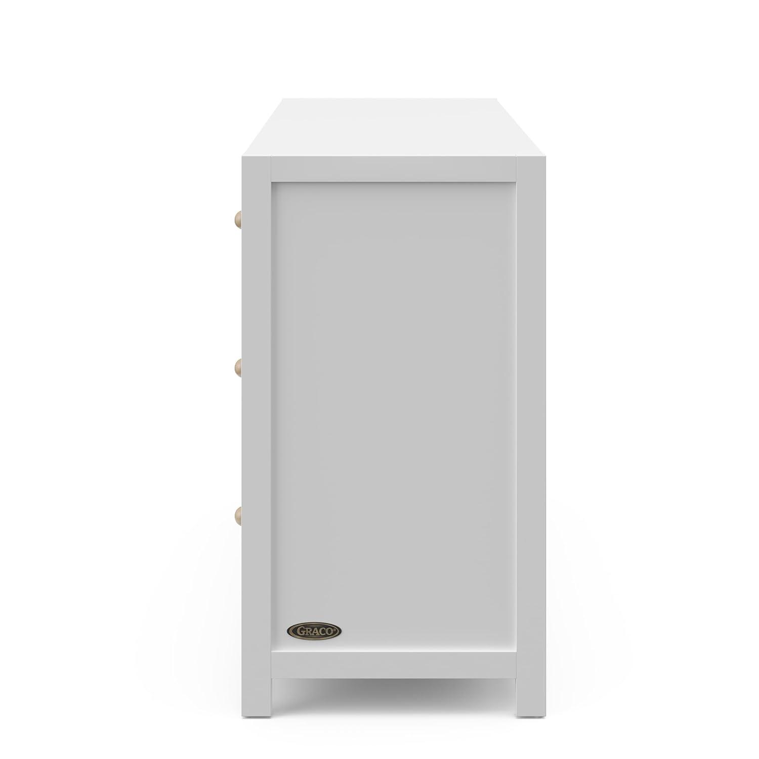 imageGraco Teddi 6 Drawer Double Dresser Olive GREENGUARD Gold Certified Interlocking Drawer System PreInstalled Drawer Tracks Includes Two Sets of Knobs for PersonalizationWhite