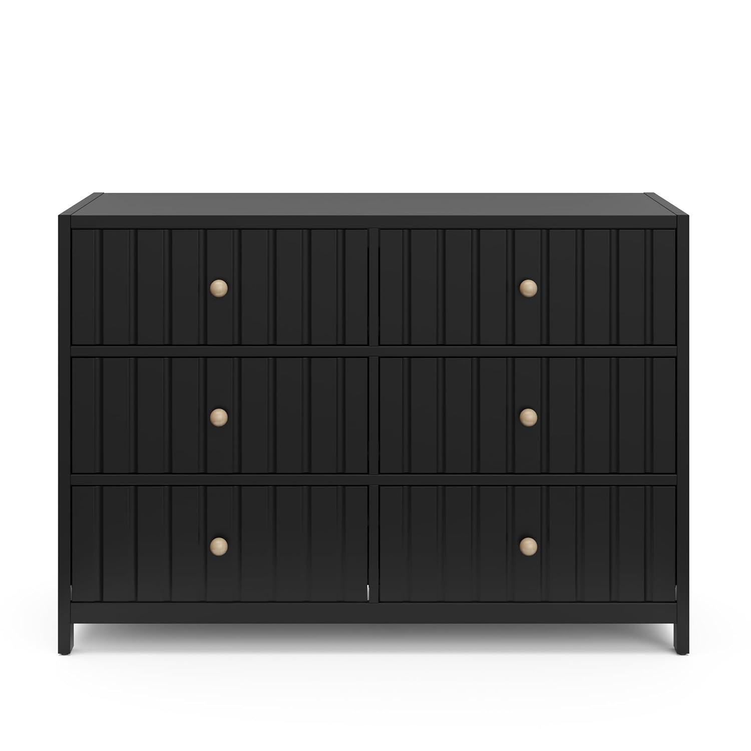 imageGraco Teddi 6 Drawer Double Dresser Olive GREENGUARD Gold Certified Interlocking Drawer System PreInstalled Drawer Tracks Includes Two Sets of Knobs for PersonalizationBlack