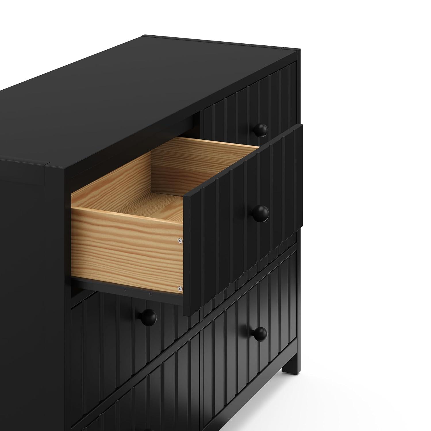 imageGraco Teddi 6 Drawer Double Dresser Olive GREENGUARD Gold Certified Interlocking Drawer System PreInstalled Drawer Tracks Includes Two Sets of Knobs for PersonalizationBlack