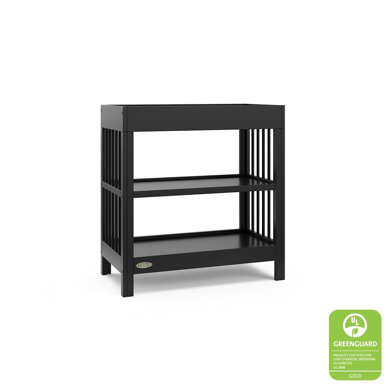 imageGraco Teddi Changing Table with WaterResistant Changing Pad Driftwood GREENGUARD Gold Certified Includes Bonus WaterResistant Changing Pad with Safety Strap 2 Shelves EasytoMatchBlack