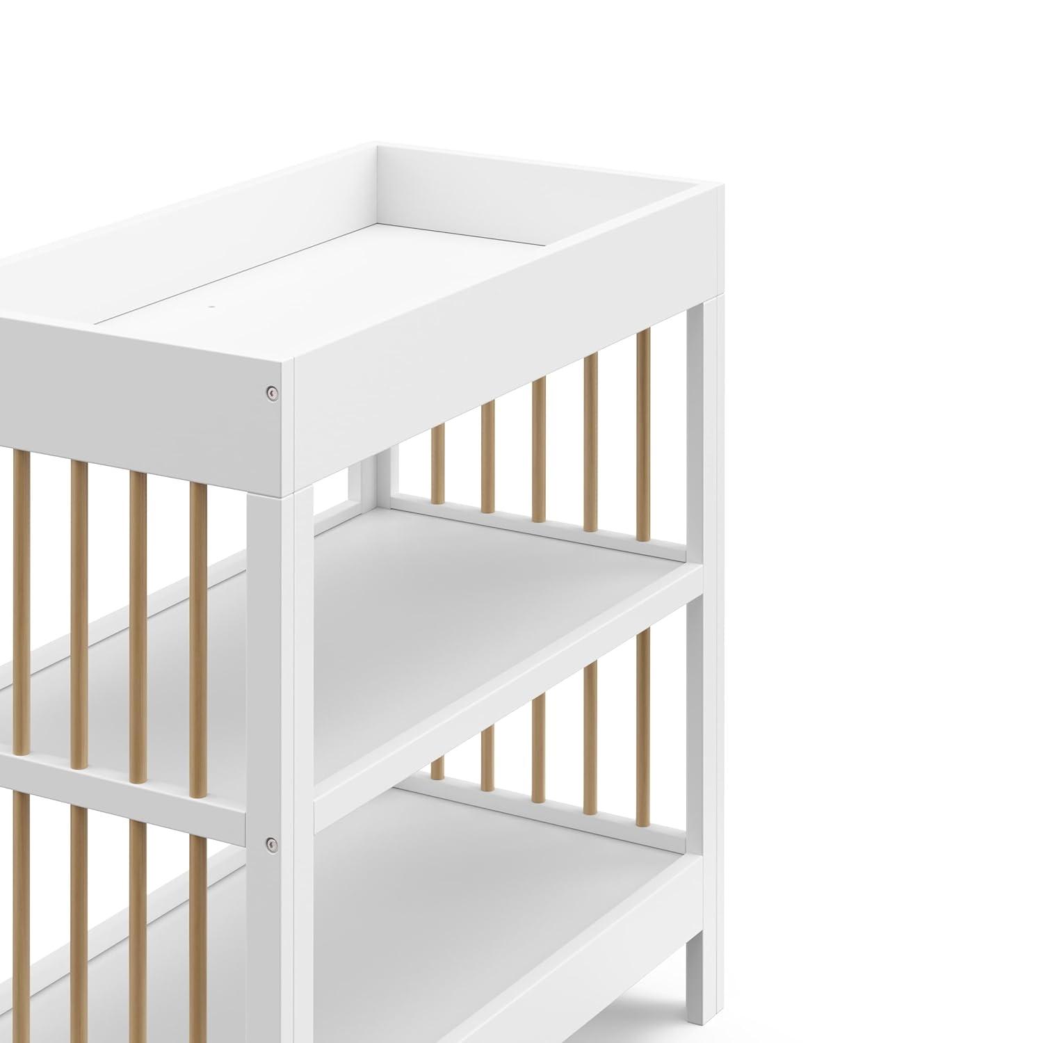 imageGraco Teddi Changing Table with WaterResistant Changing Pad Driftwood GREENGUARD Gold Certified Includes Bonus WaterResistant Changing Pad with Safety Strap 2 Shelves EasytoMatchWhiteDriftwood