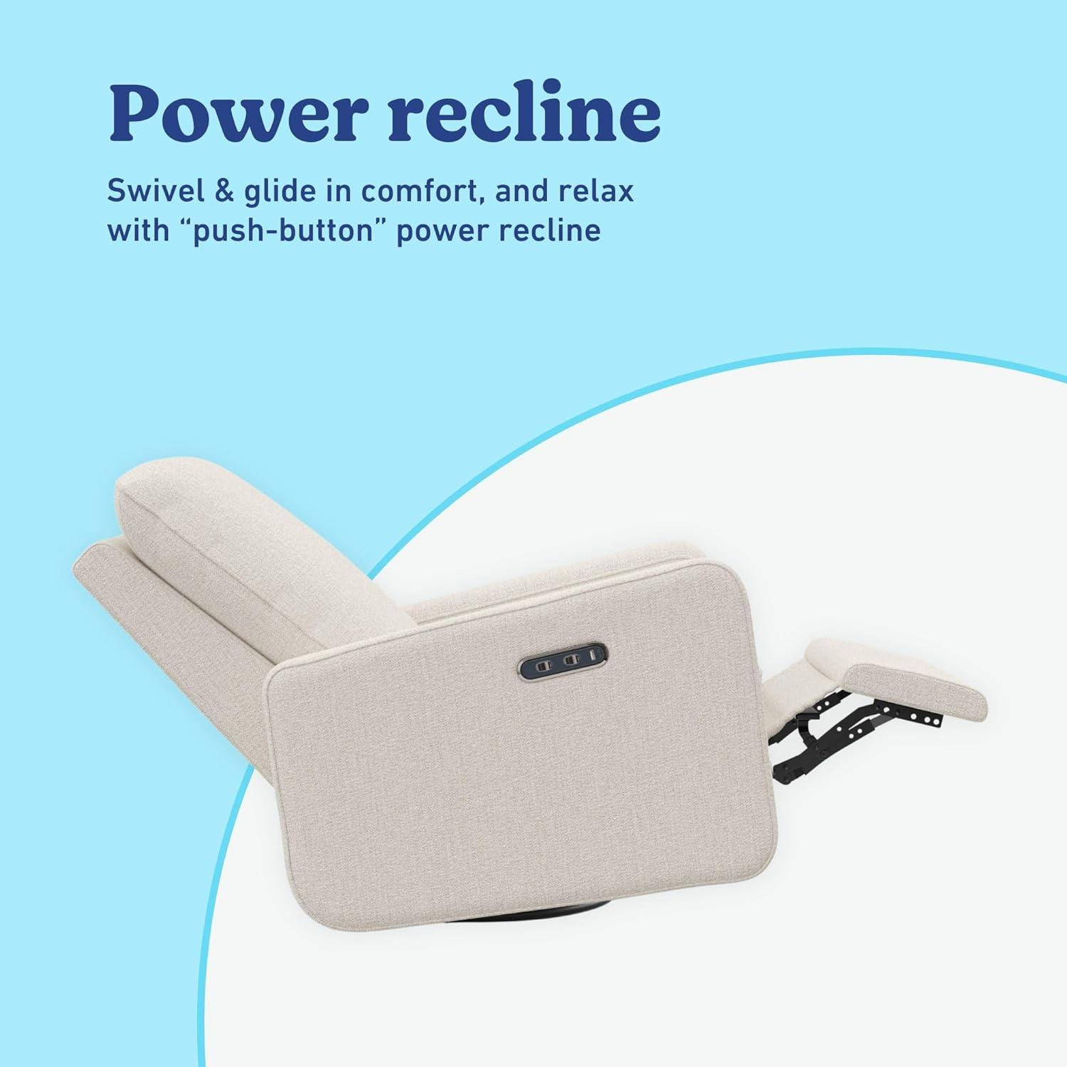 imageGraco Teddi Power Recliner Swivel Glider Ivory Boucle Electronic Power Recline USBA ampamp USBC Charger Premium Cushioning ampamp ComfortDune Basketweave