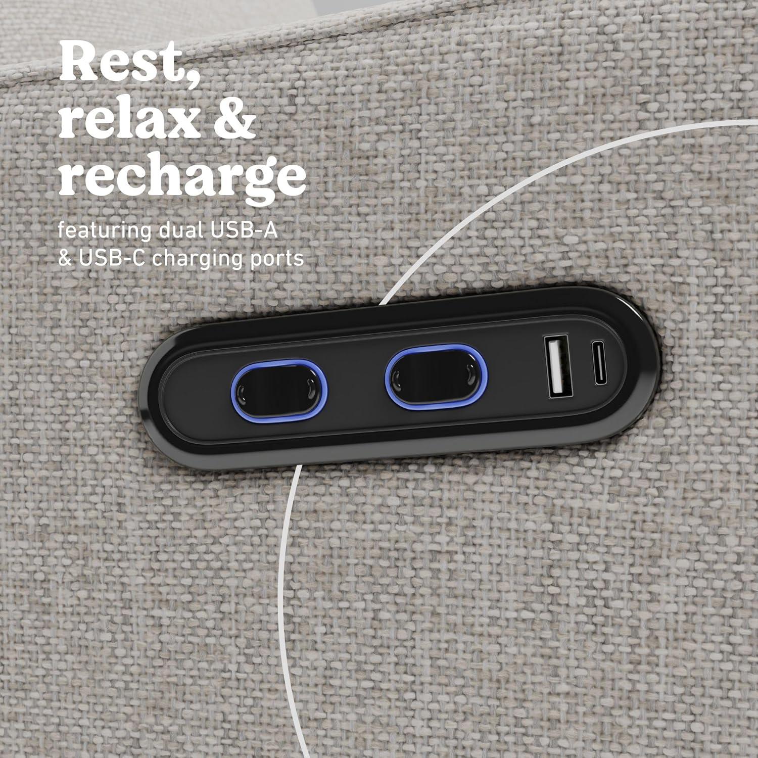 imageGraco Teddi Power Recliner Swivel Glider Ivory Boucle Electronic Power Recline USBA ampamp USBC Charger Premium Cushioning ampamp ComfortDune Basketweave