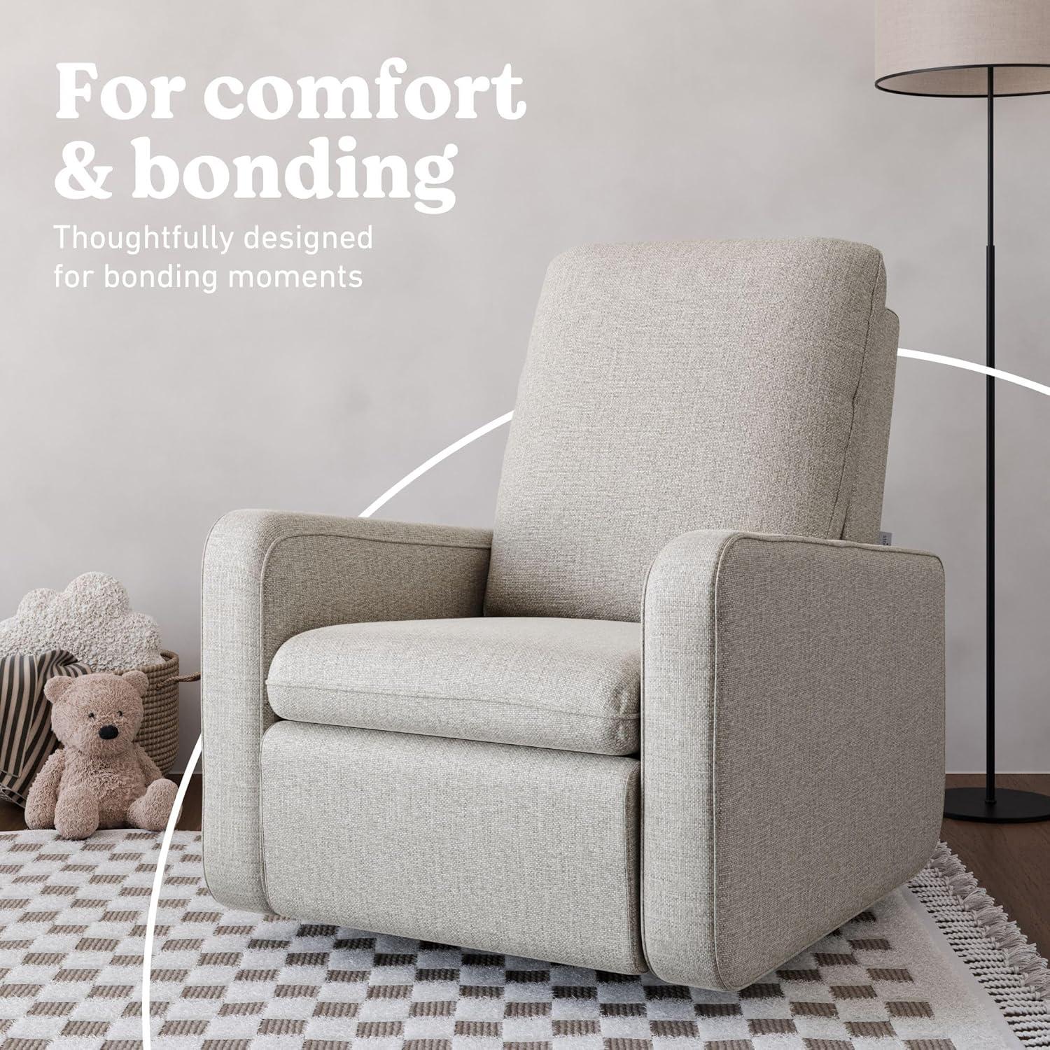 imageGraco Teddi Power Recliner Swivel Glider Ivory Boucle Electronic Power Recline USBA ampamp USBC Charger Premium Cushioning ampamp ComfortDune Basketweave