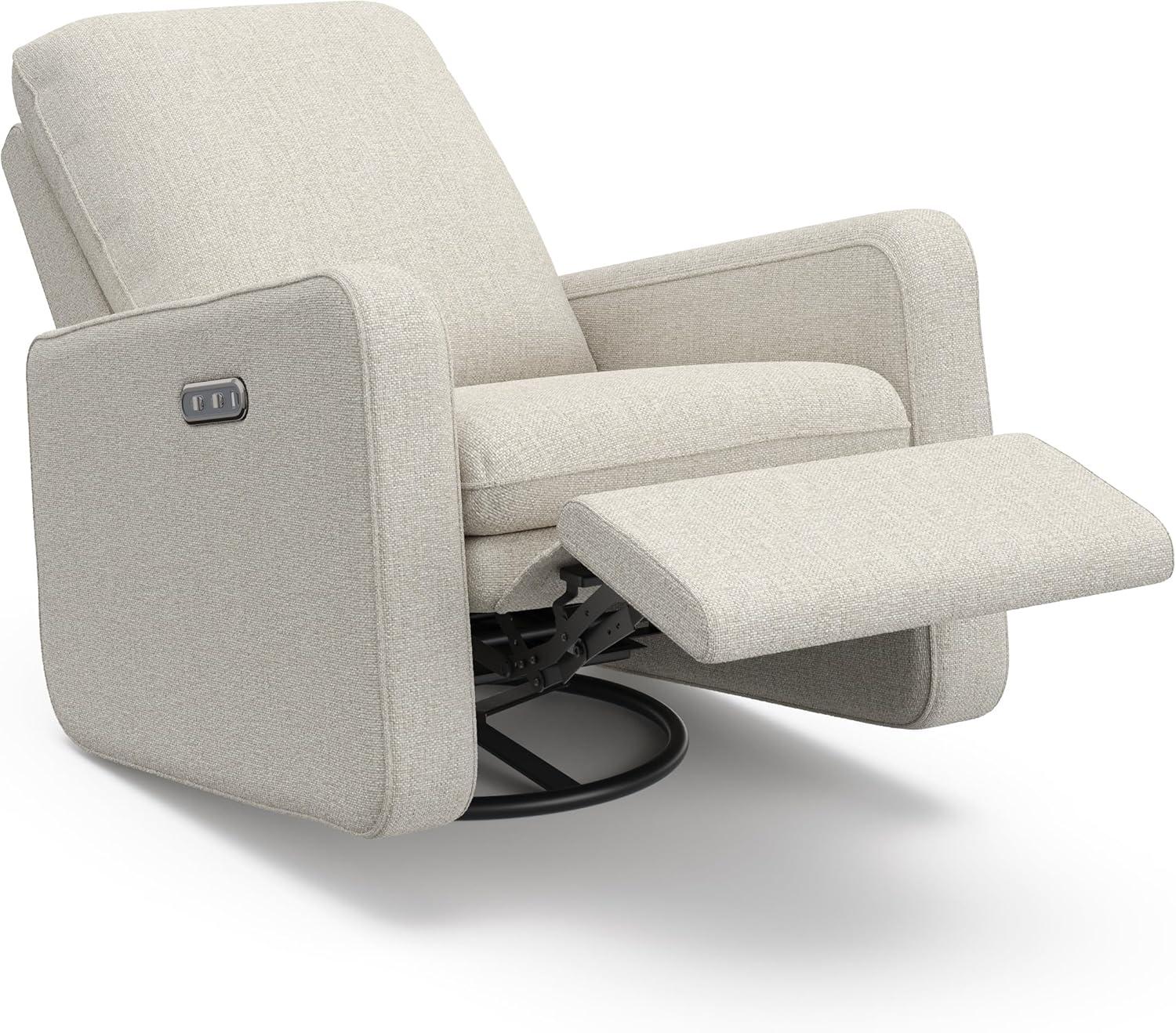 imageGraco Teddi Power Recliner Swivel Glider Ivory Boucle Electronic Power Recline USBA ampamp USBC Charger Premium Cushioning ampamp ComfortDune Basketweave