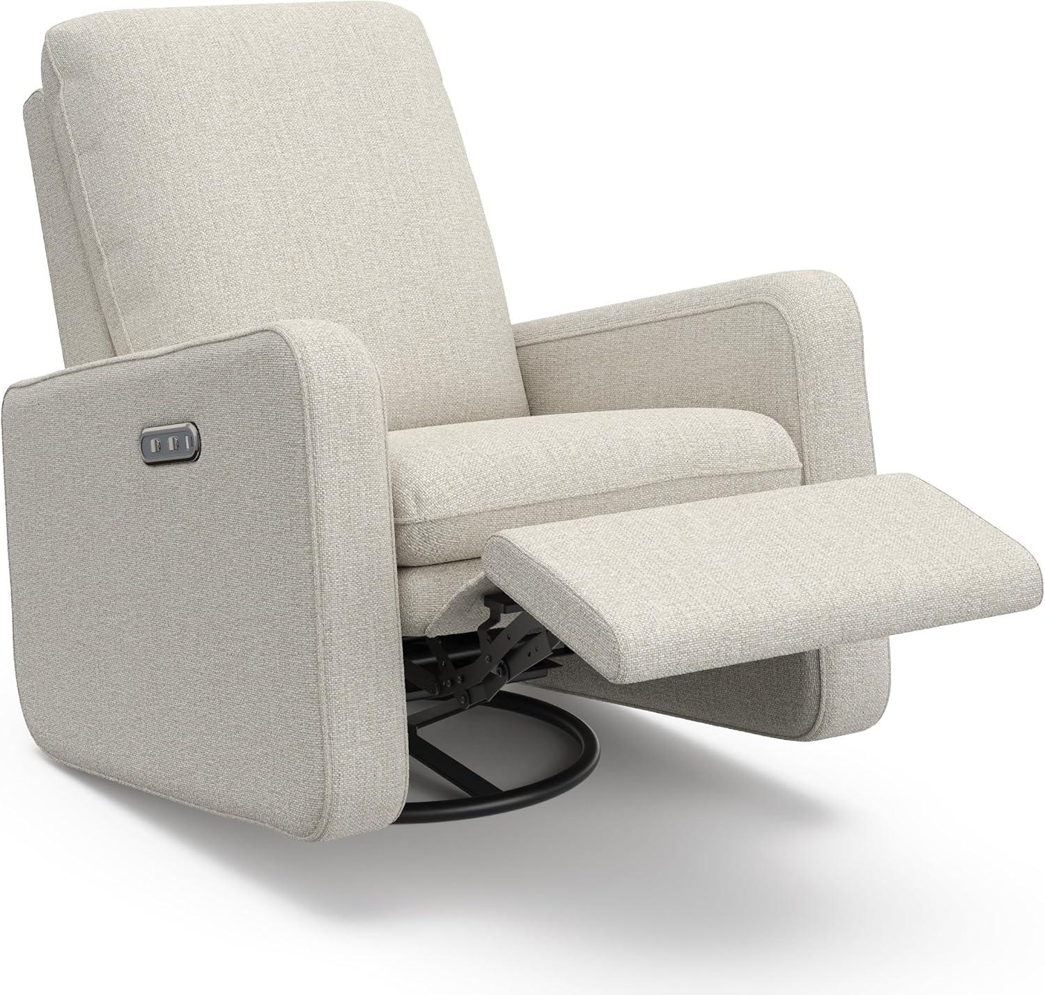 imageGraco Teddi Power Recliner Swivel Glider Ivory Boucle Electronic Power Recline USBA ampamp USBC Charger Premium Cushioning ampamp ComfortDune Basketweave