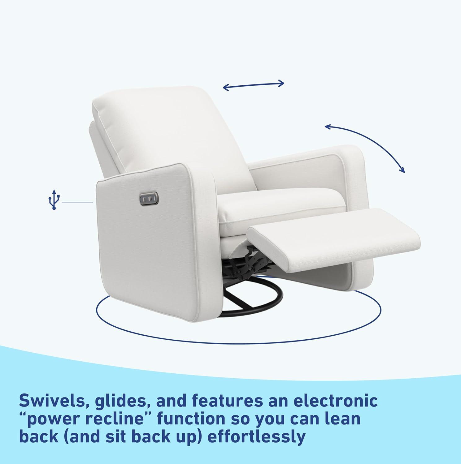 imageGraco Teddi Power Recliner Swivel Glider Ivory Boucle Electronic Power Recline USBA ampamp USBC Charger Premium Cushioning ampamp ComfortIvory Basketweave