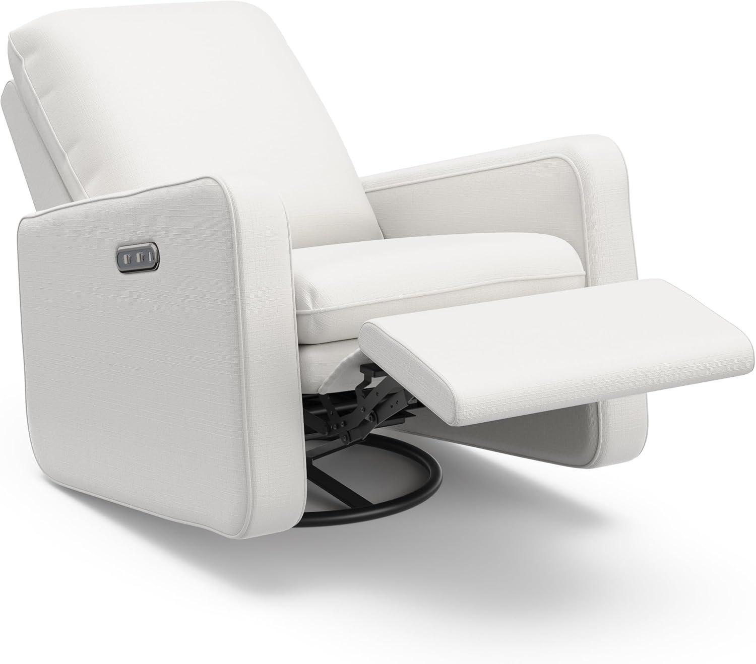 imageGraco Teddi Power Recliner Swivel Glider Ivory Boucle Electronic Power Recline USBA ampamp USBC Charger Premium Cushioning ampamp ComfortIvory Basketweave