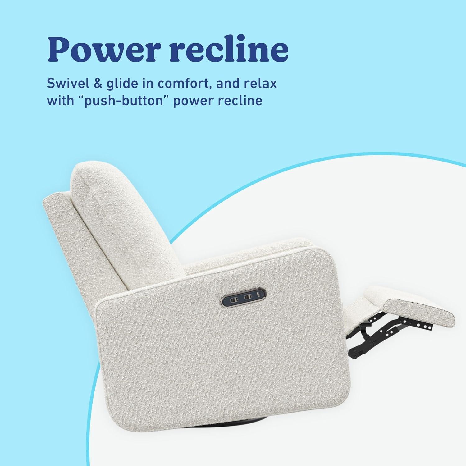 imageGraco Teddi Power Recliner Swivel Glider Ivory Boucle Electronic Power Recline USBA ampamp USBC Charger Premium Cushioning ampamp ComfortIvory Boucle