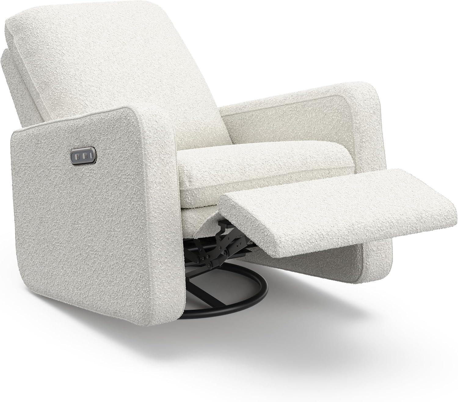 imageGraco Teddi Power Recliner Swivel Glider Ivory Boucle Electronic Power Recline USBA ampamp USBC Charger Premium Cushioning ampamp ComfortIvory Boucle