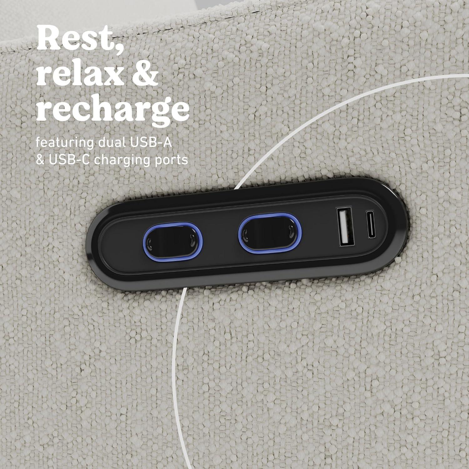 imageGraco Teddi Power Recliner Swivel Glider Ivory Boucle Electronic Power Recline USBA ampamp USBC Charger Premium Cushioning ampamp ComfortIvory Boucle