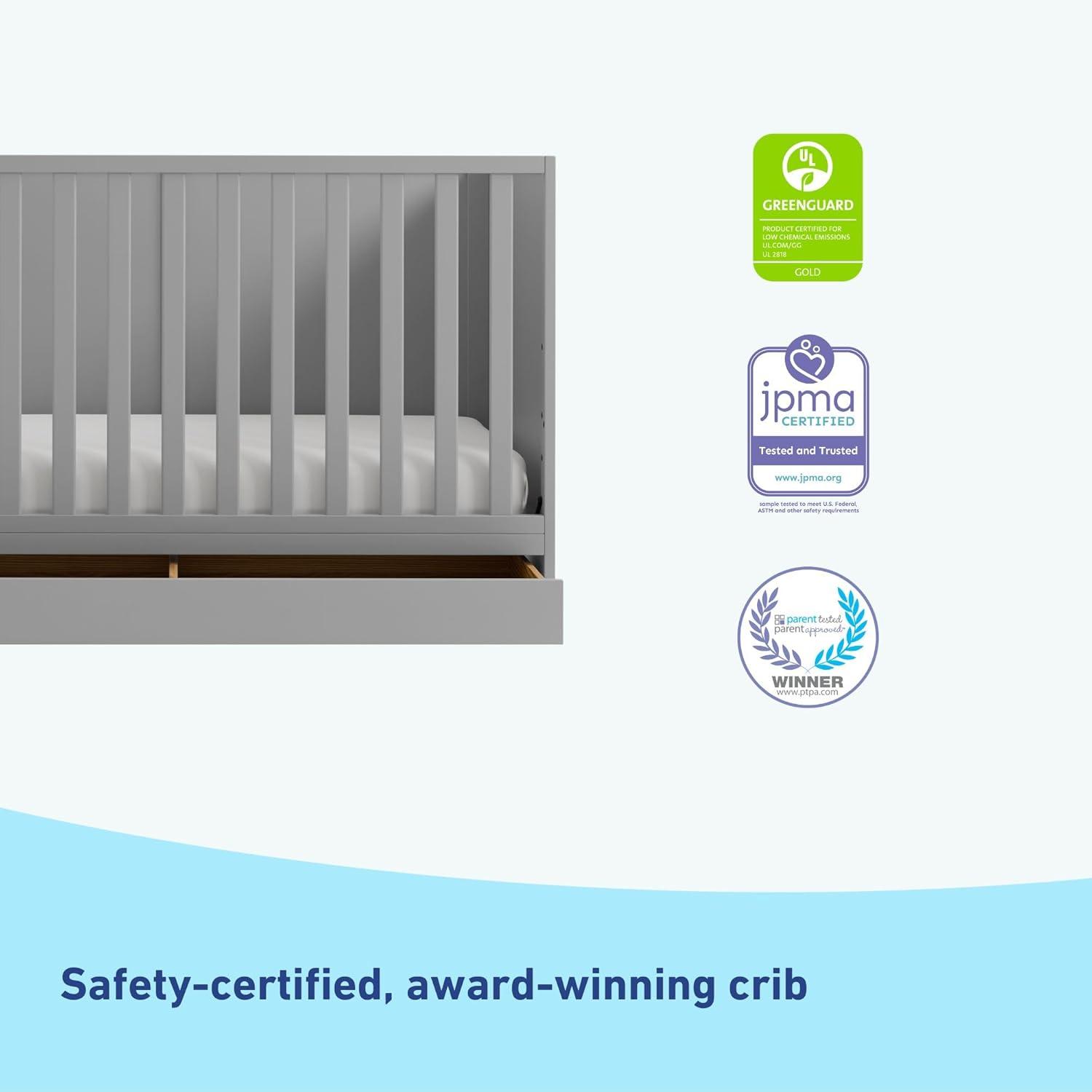 imageGraco Theo 3in1 Convertible Baby Crib White GREENGUARD Gold Certified Converts to Toddler Bed ampamp Daybed Fits Standard FullSize Baby Crib Mattress 4 Adjustable Mattress HeightsPebble Gray