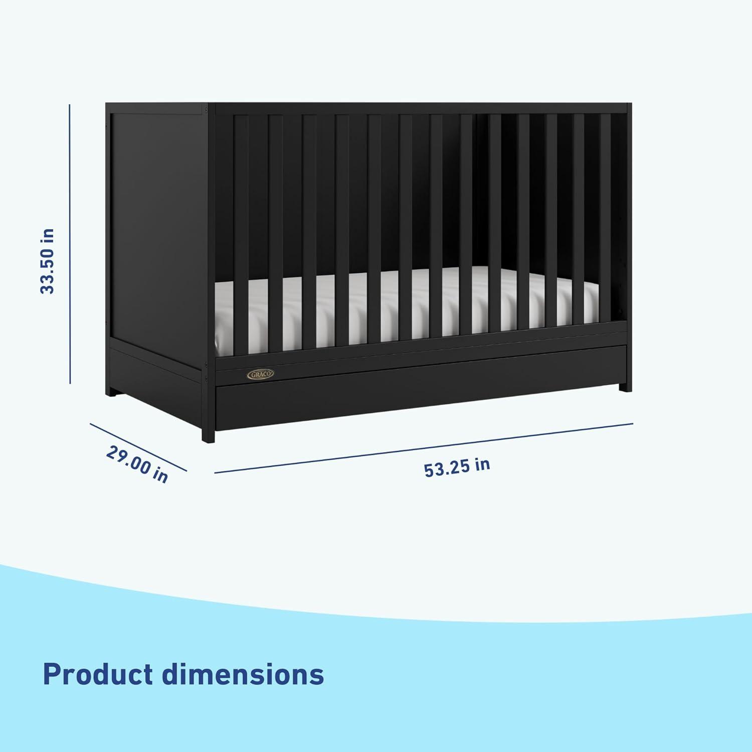 imageGraco Theo 3in1 Convertible Baby Crib White GREENGUARD Gold Certified Converts to Toddler Bed ampamp Daybed Fits Standard FullSize Baby Crib Mattress 4 Adjustable Mattress HeightsBlack